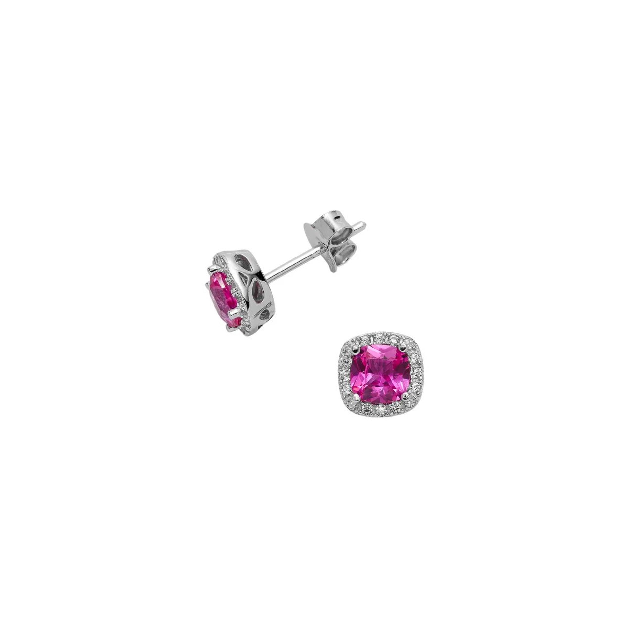 Øredobber i 925 sølv med rosa og hvite stener