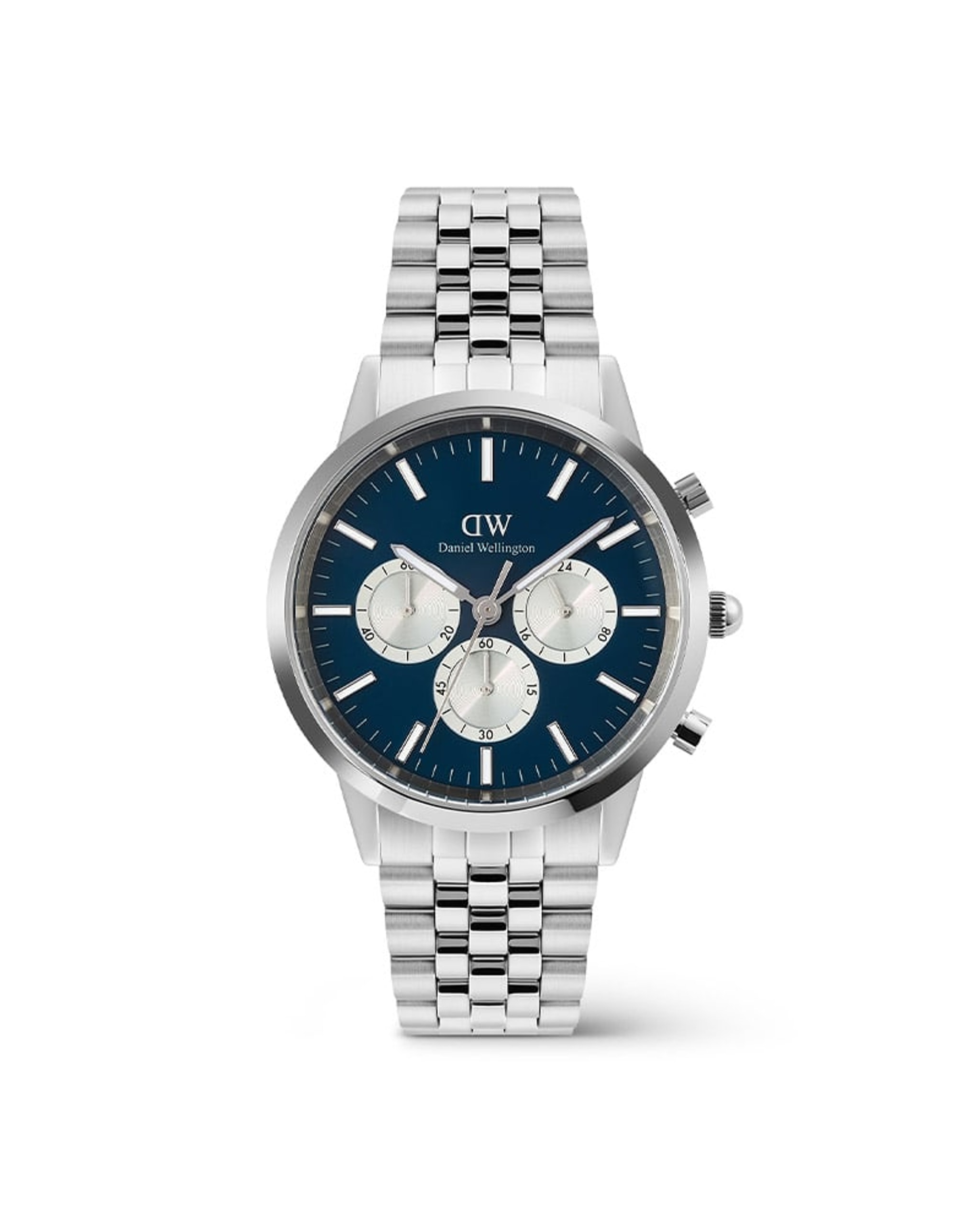 DW Iconic Chrono Arch 5-Link Panda herreklokke i stål (42mm)