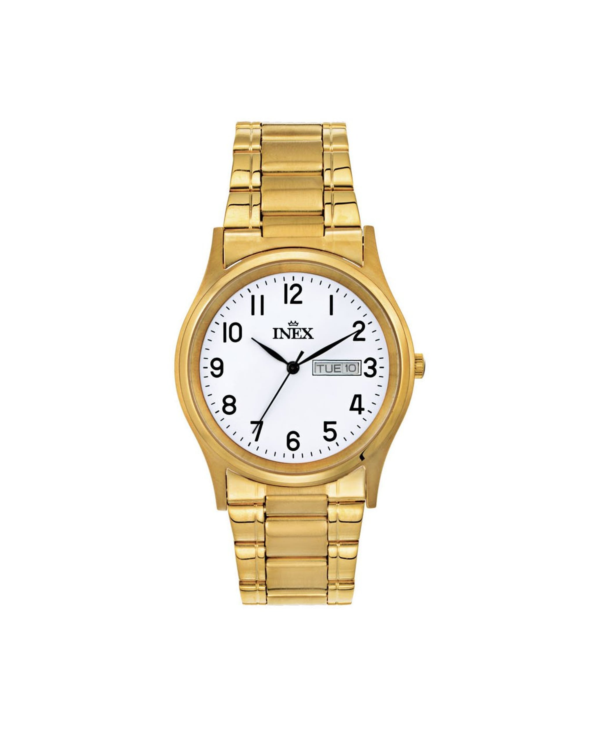 Inex herreklokke i gullfarget stål (38mm)