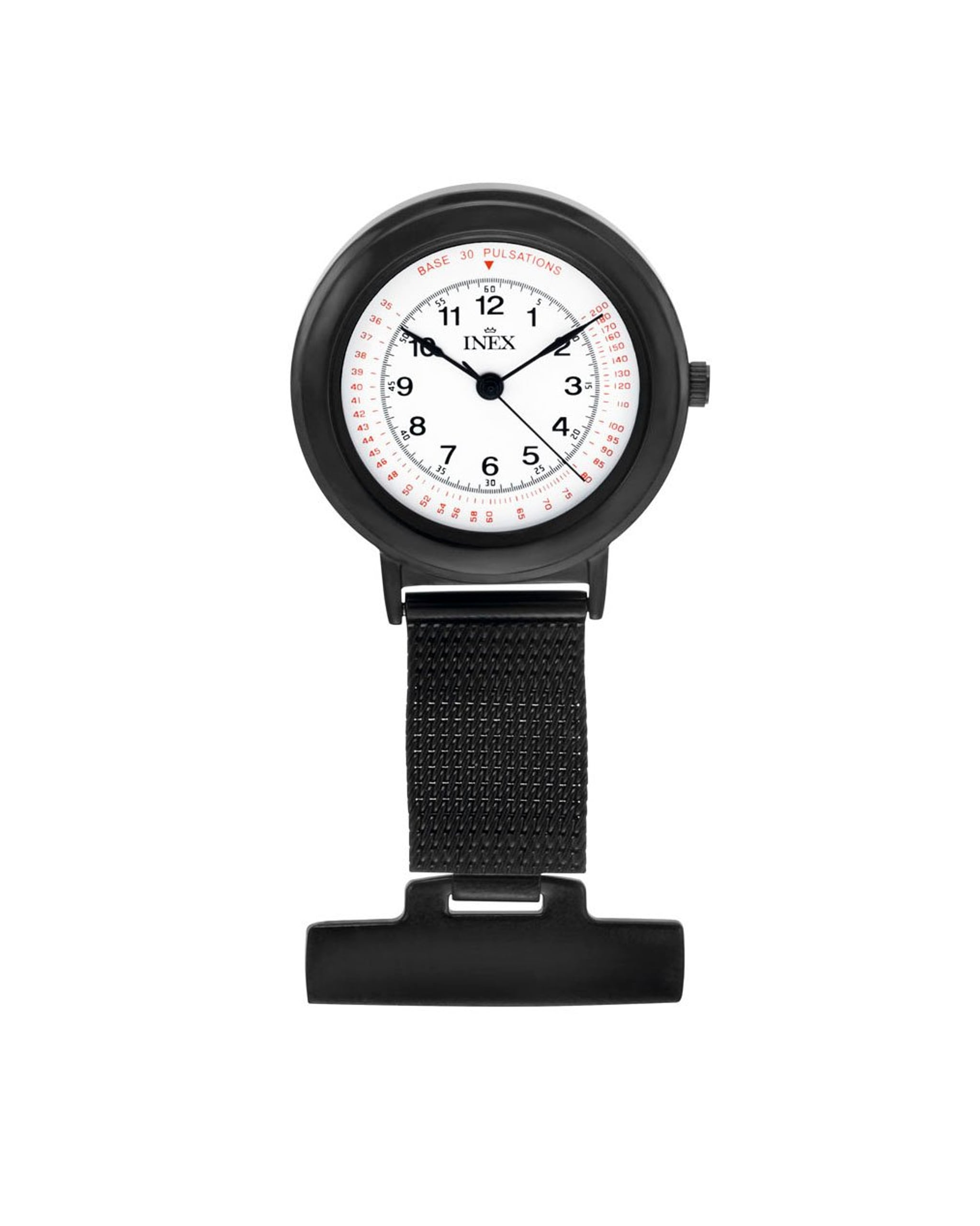 Inex søsterur i sort stål med hvite skive (30mm)