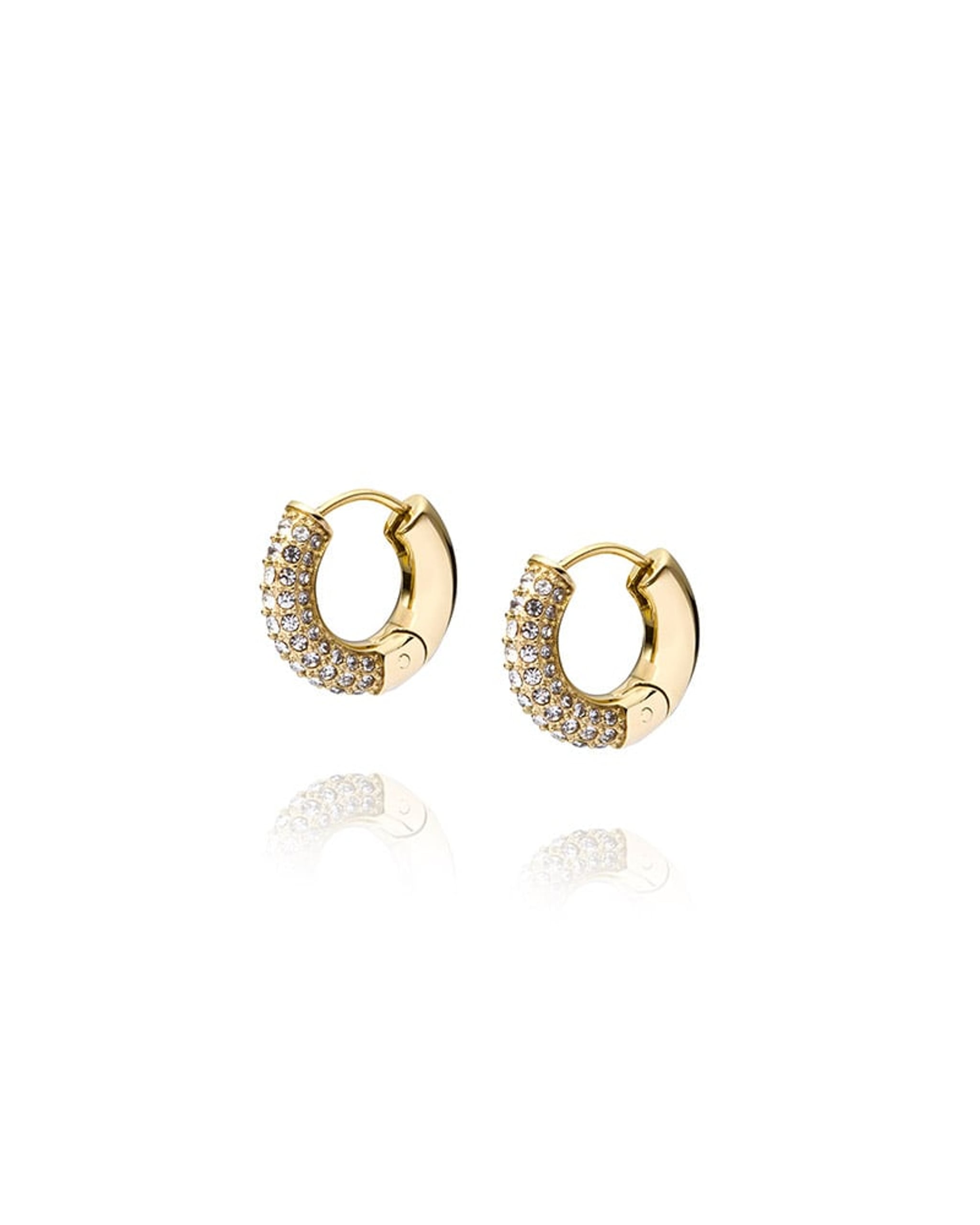 Mockberg Pavé Everyday Hoops øreringer i gullfarget stål (medium)