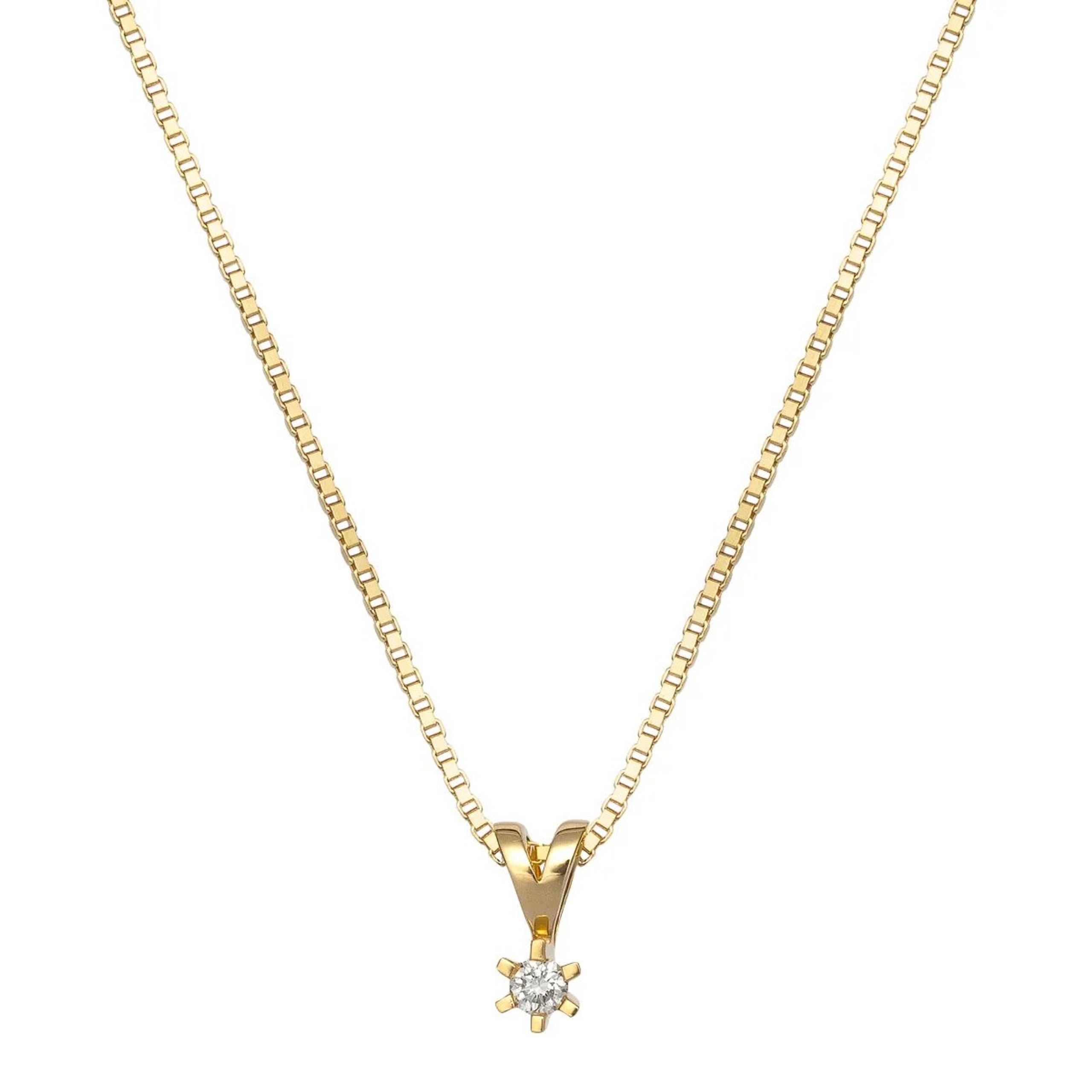 Helene diamantsmykke i 585 gult gull 0,07 ct