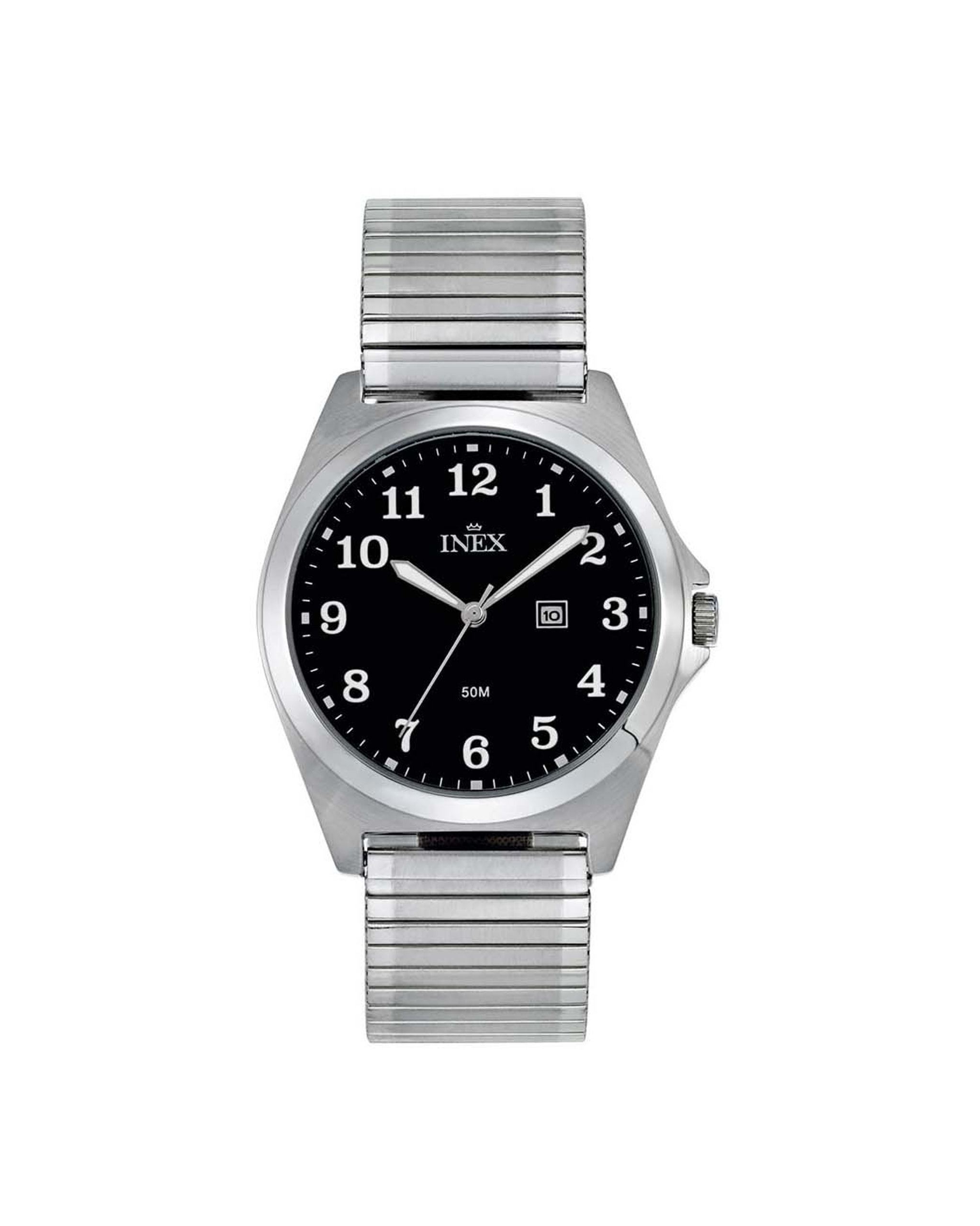 Inex herreklokke i stål med flexlenke (39mm)