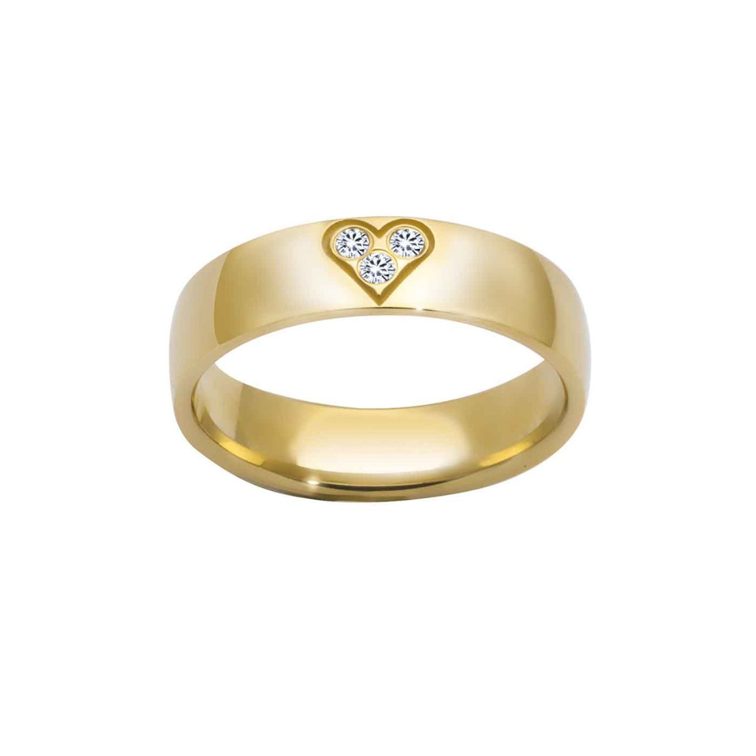 Giftering polert 5 mm i 585 gult gull med diamanter 0,06 ct