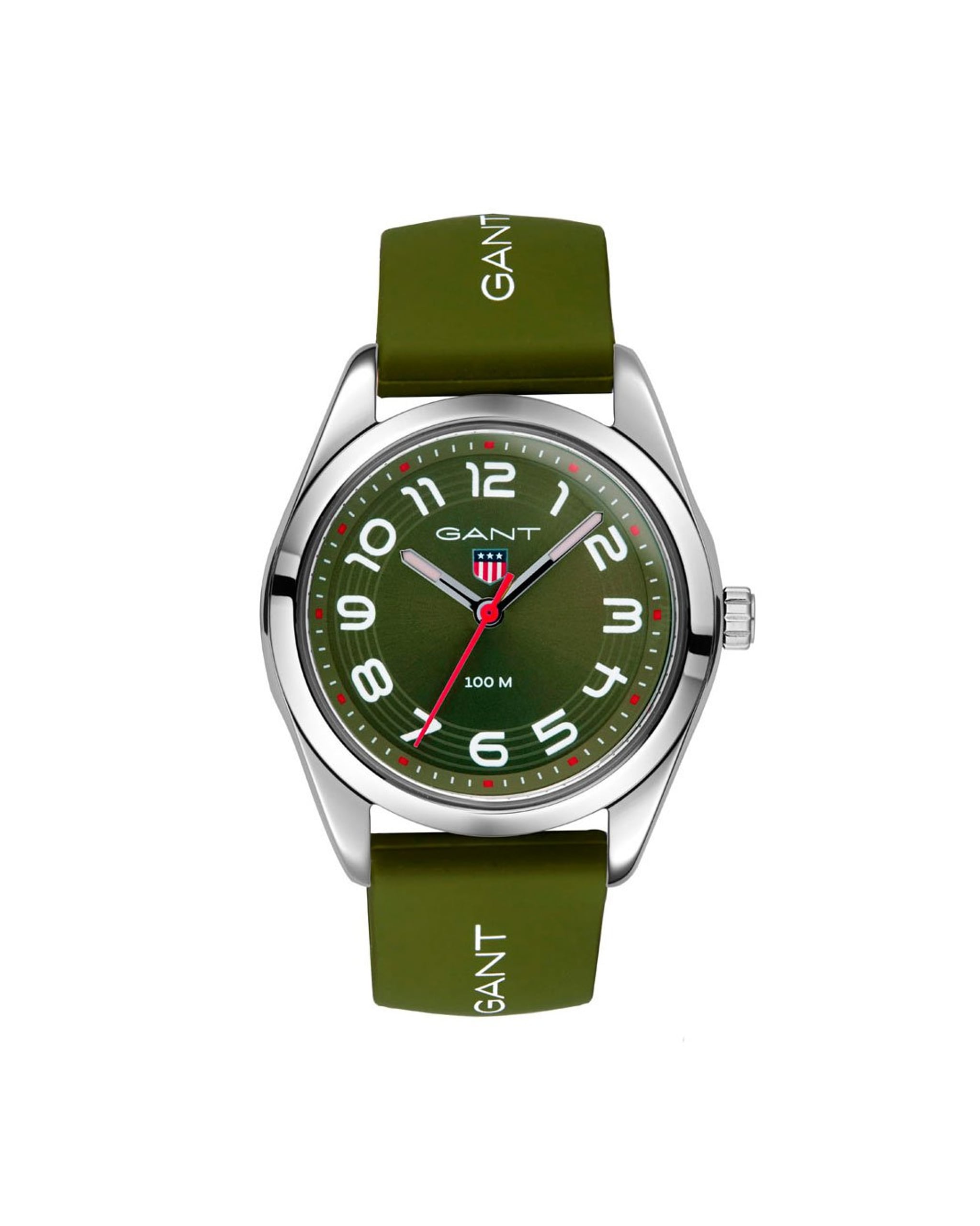 Gant Campus klokke med olivengrønn silikonrem (32mm)