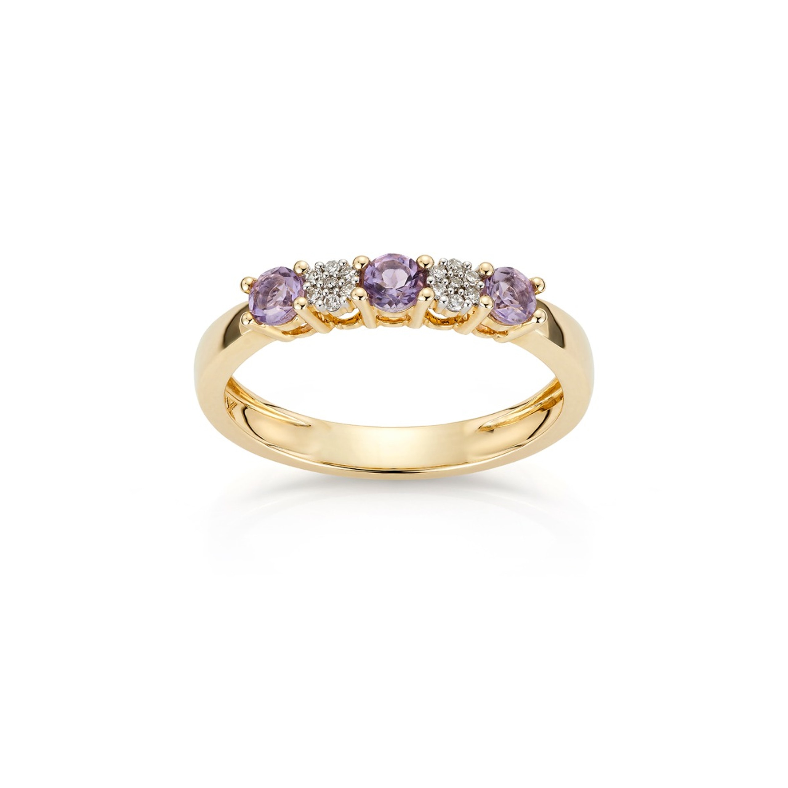 Sophie diamantring med ametyst i 375 gult gull 0,04 ct