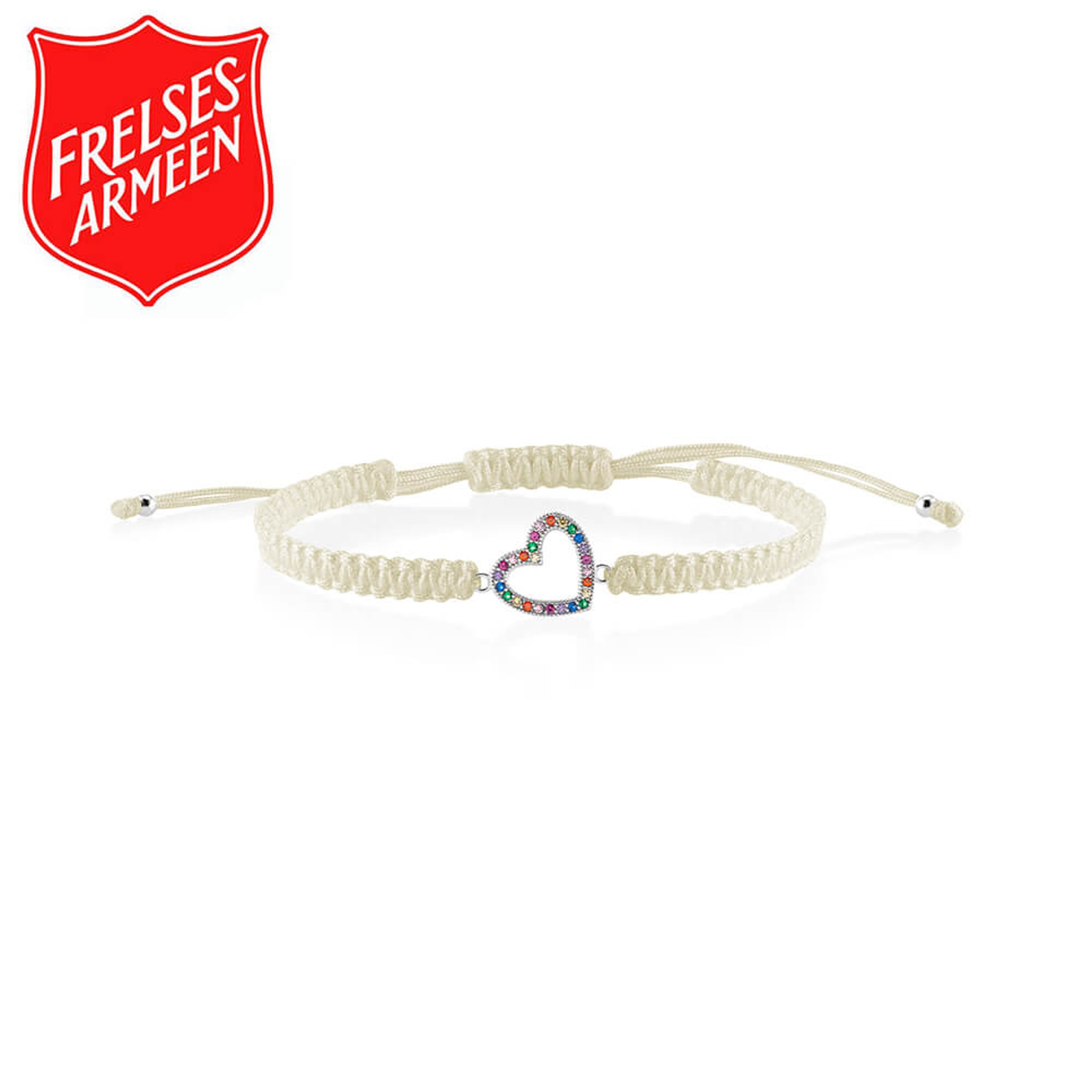 Vennskapsarmbånd i beige med hjerte i 925 sølv