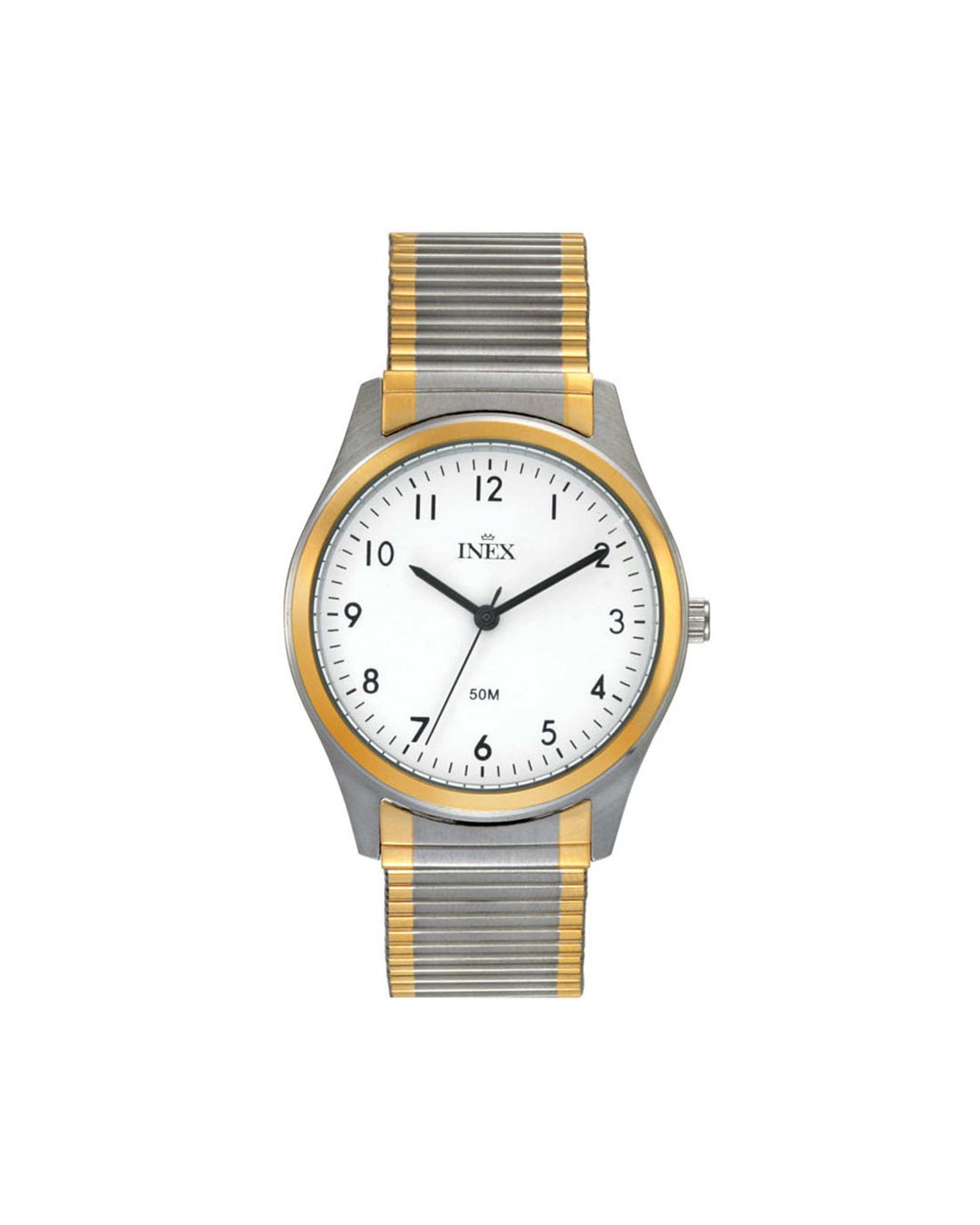 Inex herreklokke i tofarget stål med flexlenke (39mm)