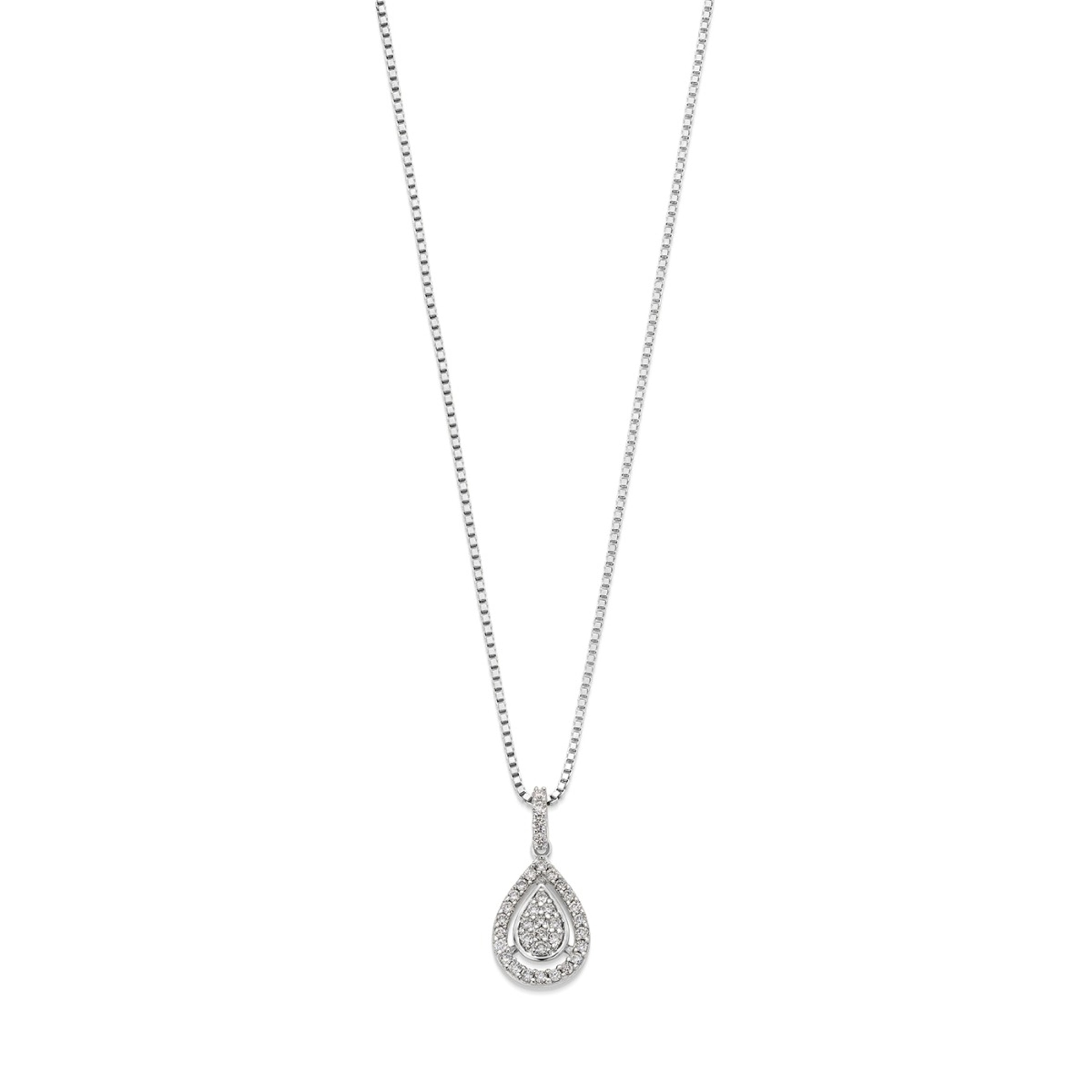 Diamantsmykke i 375 hvitt gull 0,19 ct