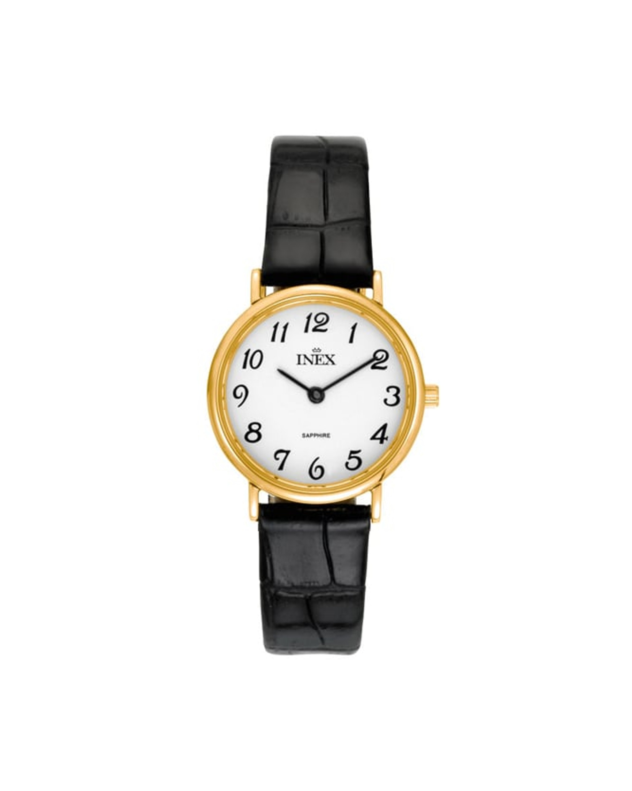 Inex dameklokke med sort rem (28mm)