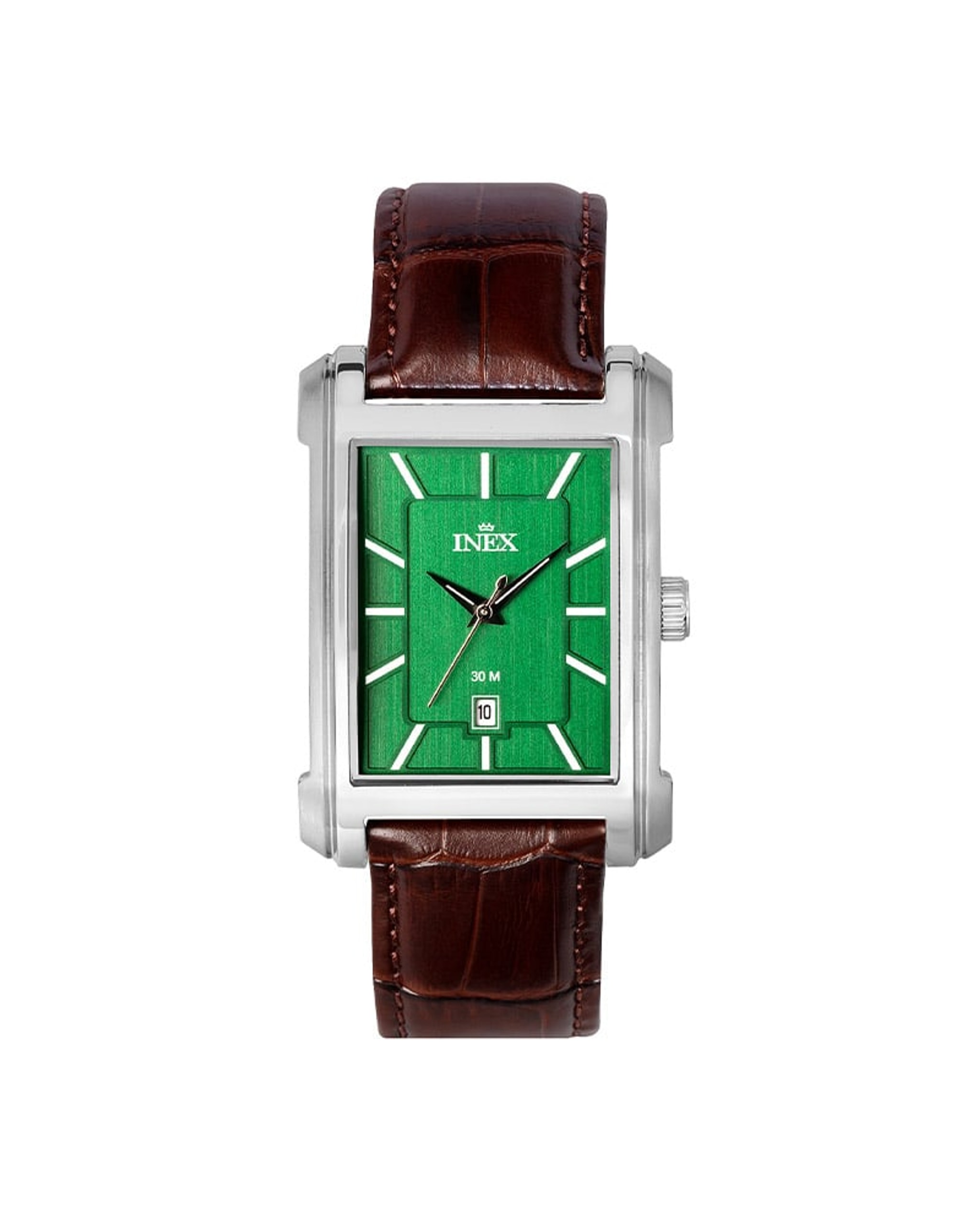 Inex Square herreklokke med brun rem (35,5mm)