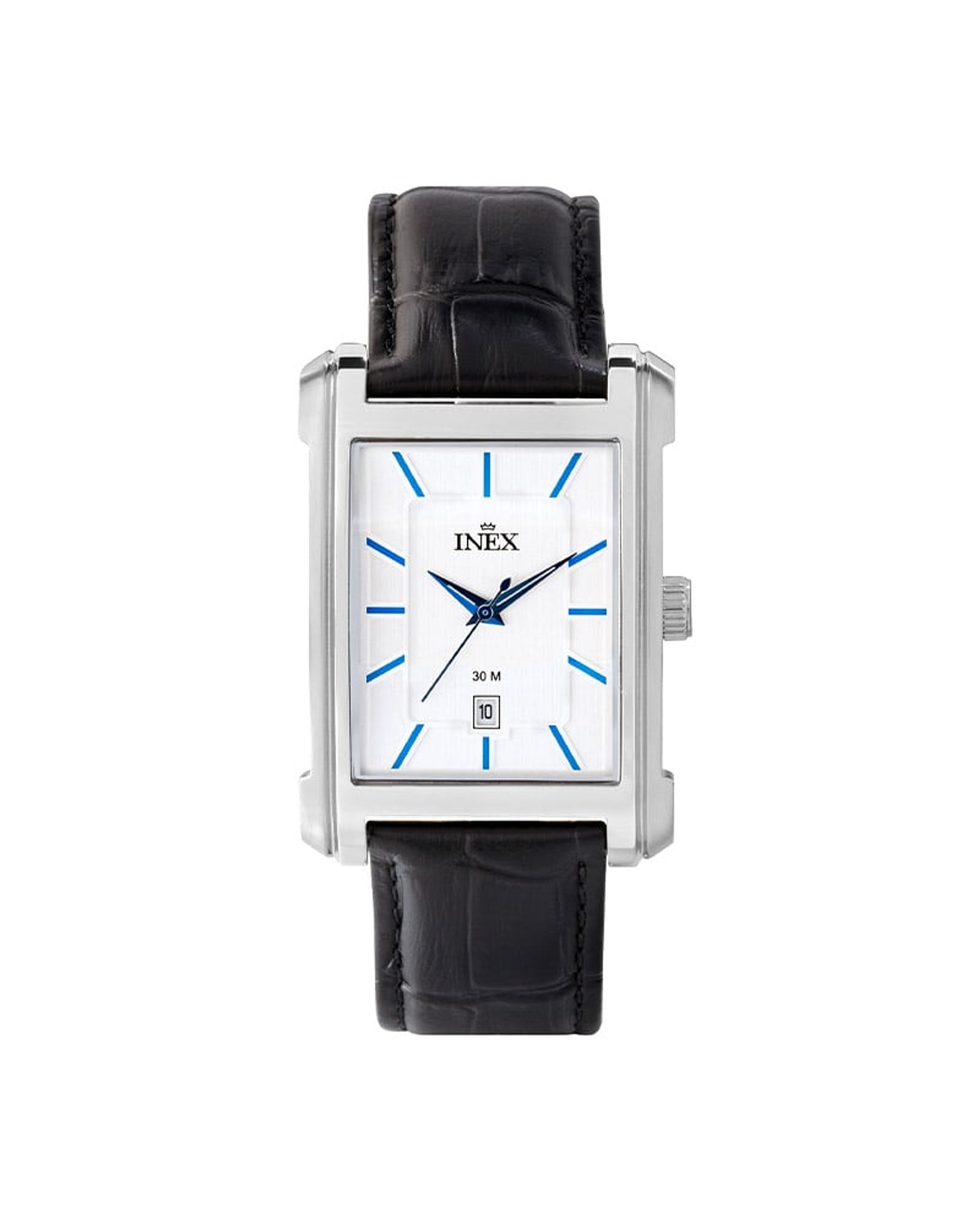 Inex Square herreklokke med sort rem (35,5mm)