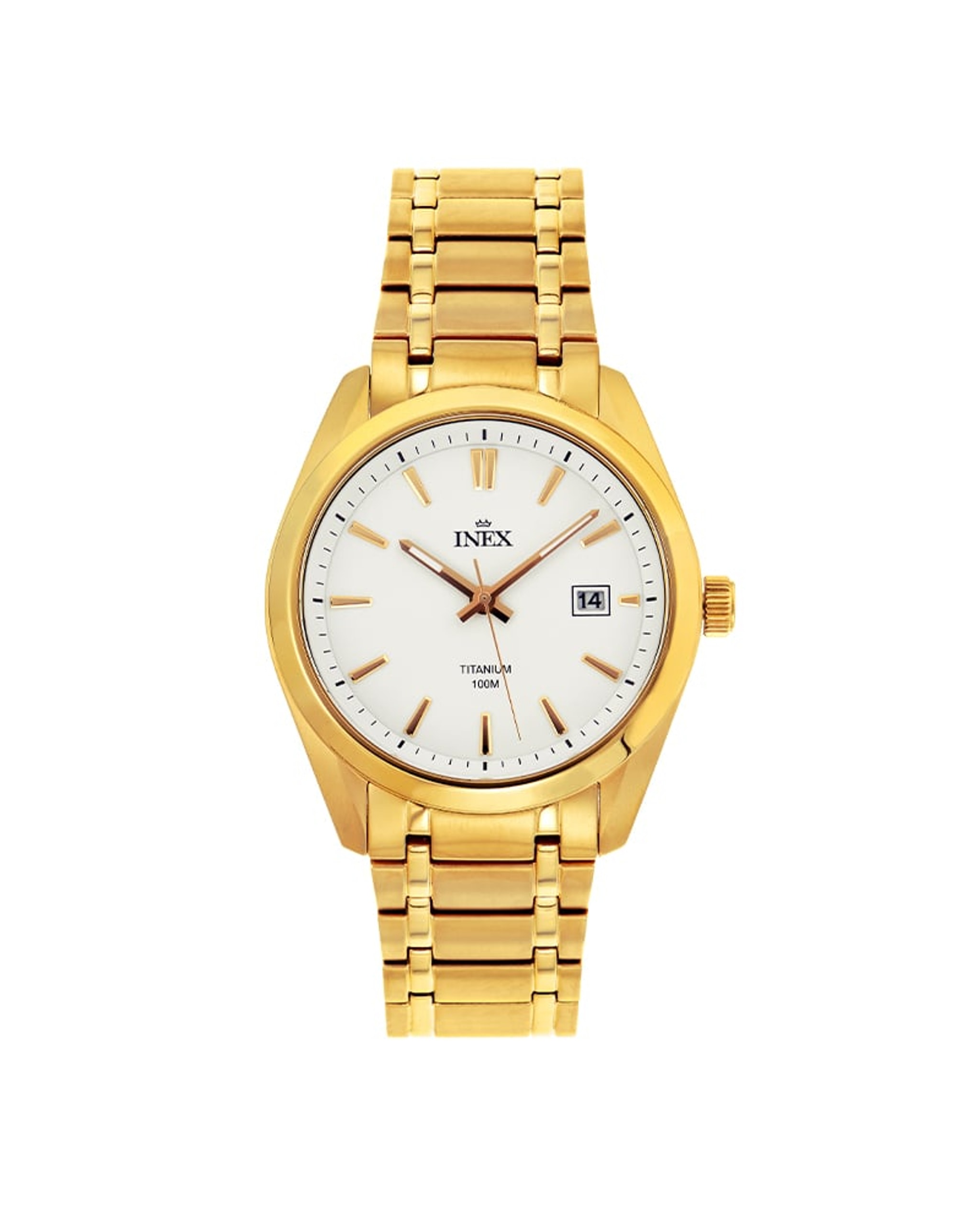Inex herreklokke i gullfarget titan (42mm)