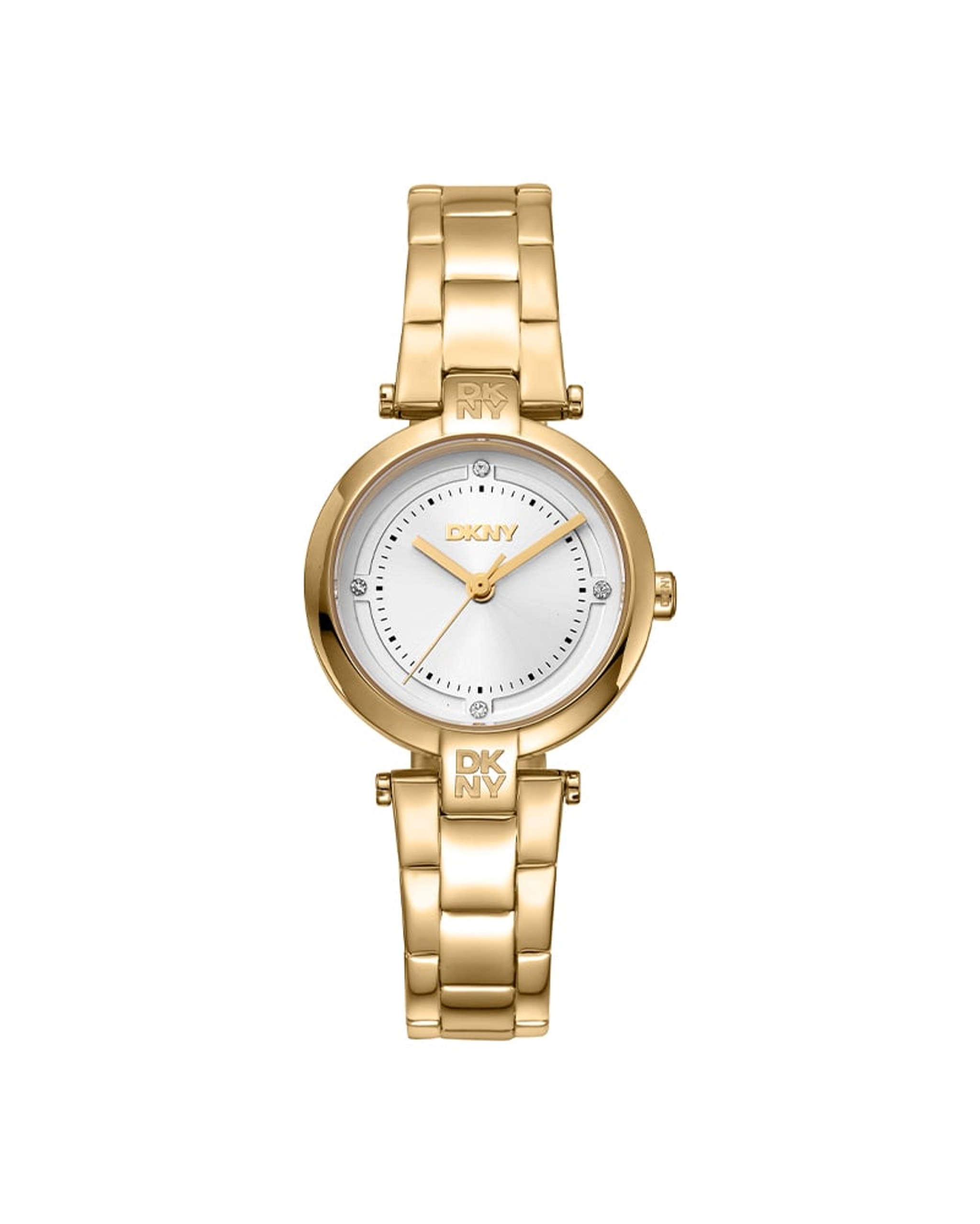 DKNY Essential Mini dameklokke i gullfarget stål (28mm)