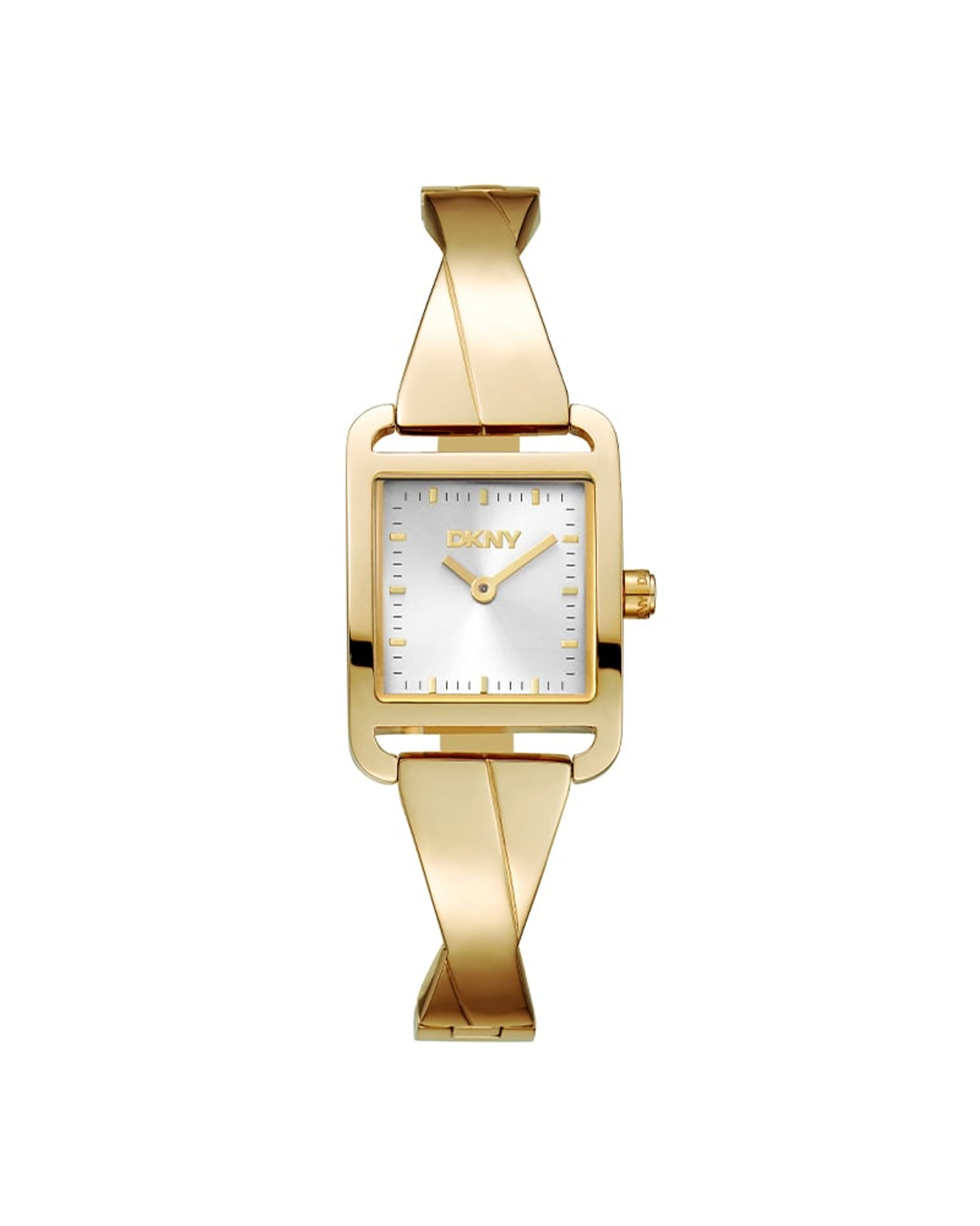 DKNY City Bangle dameklokke i gullfarget stål (22x30mm)