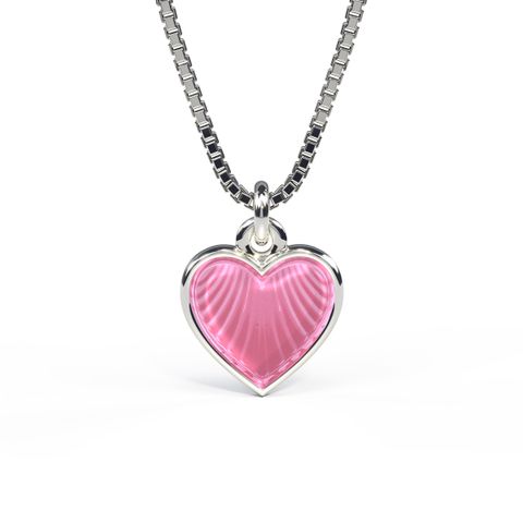 Halssmykke Hjerte Emalje Rosa