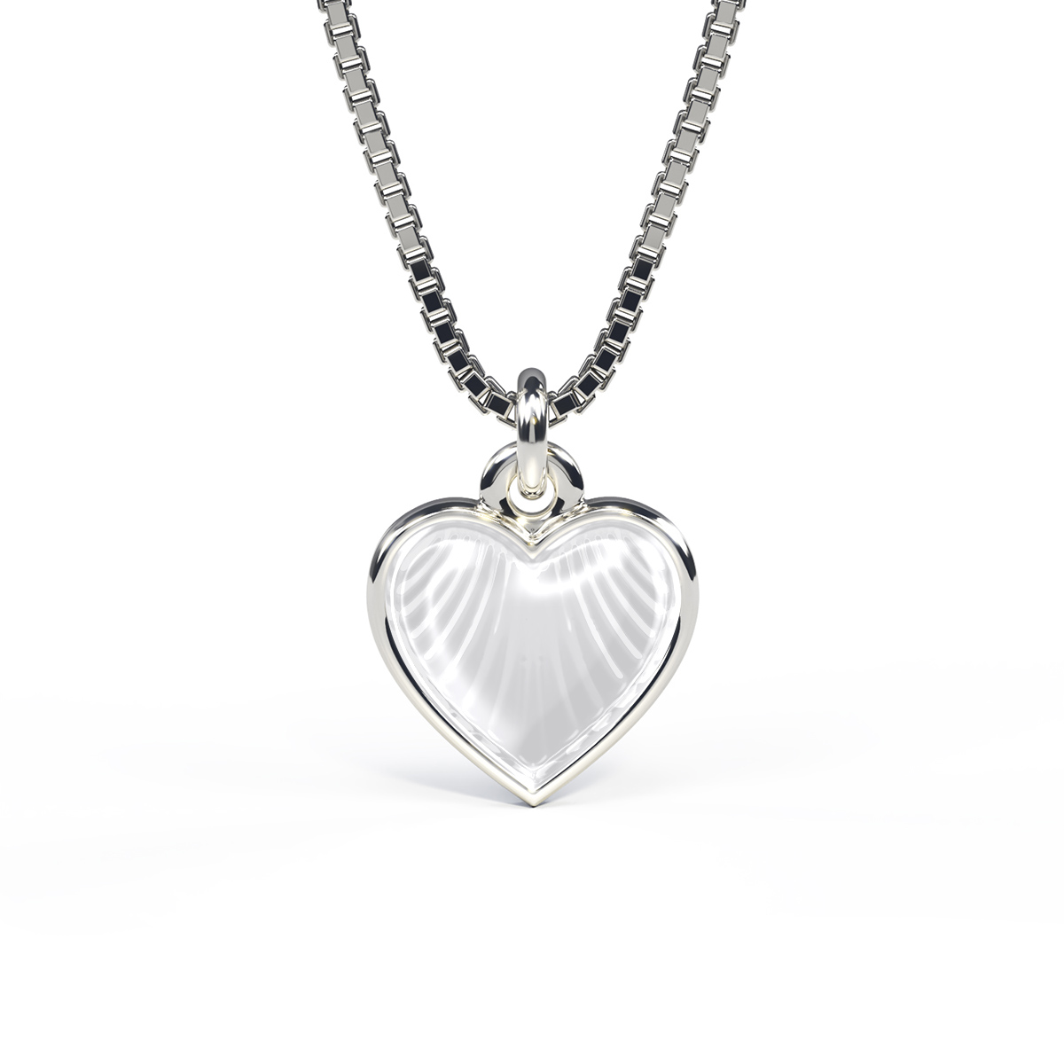 Halssmykke Hjerte Emalje Hvit 