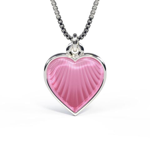 Halssmykke Hjerte Emalje Rosa