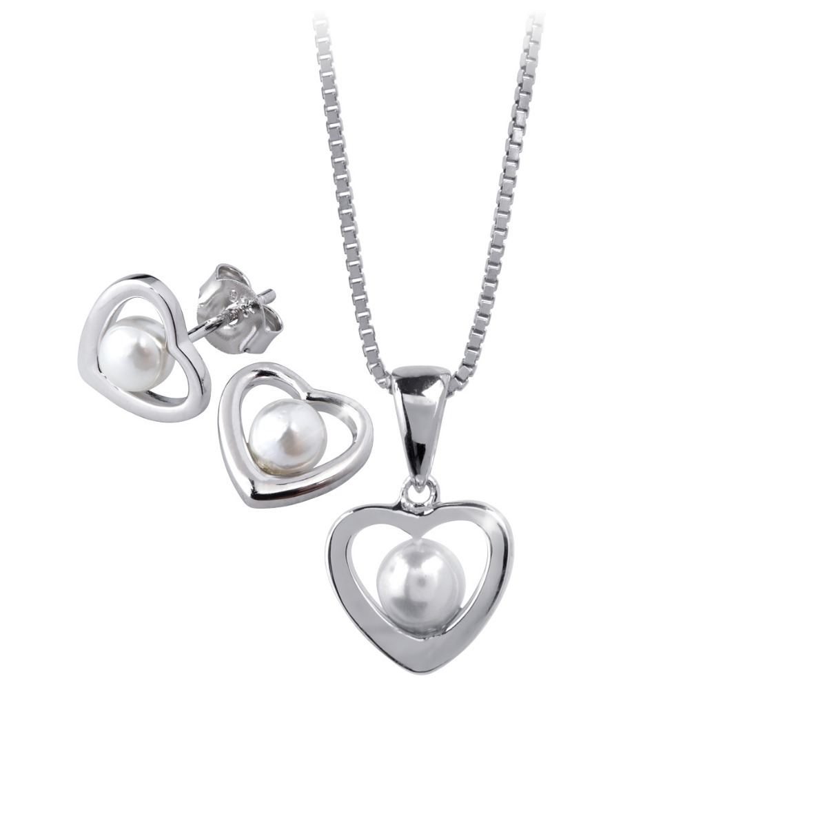 Gavesett Hjerter 925 Sølv