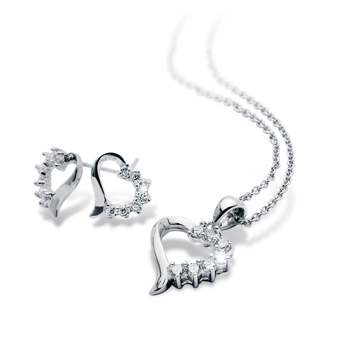 Smykkesett Hjerter 925 Sølv