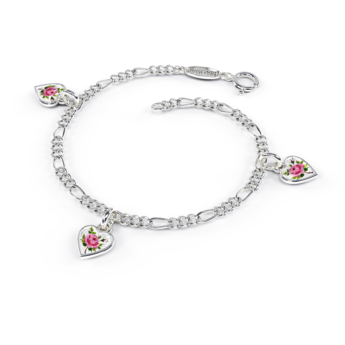 Armbånd Hjerte Charms Emalje Rose 