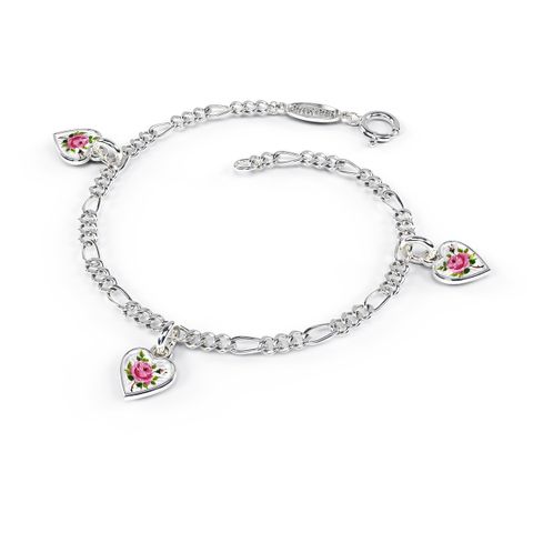 Armbånd Hjerte Charms Emalje Rose