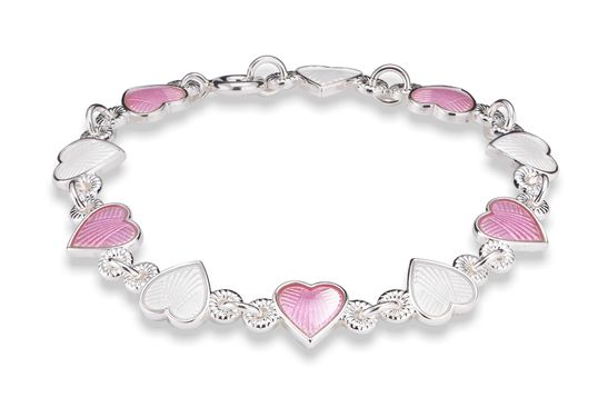 Armbånd Hjerte Emalje Hvit Rosa
