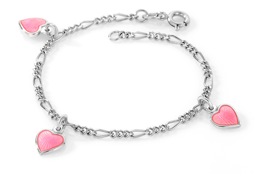 Armbånd Hjerter Charms Emalje Rosa 