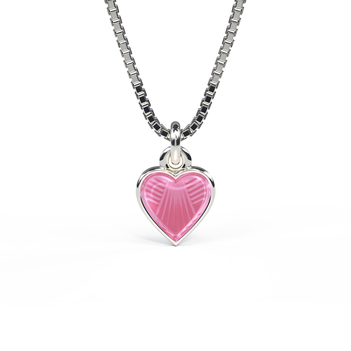 Halssmykke Hjerte Emalje Rosa