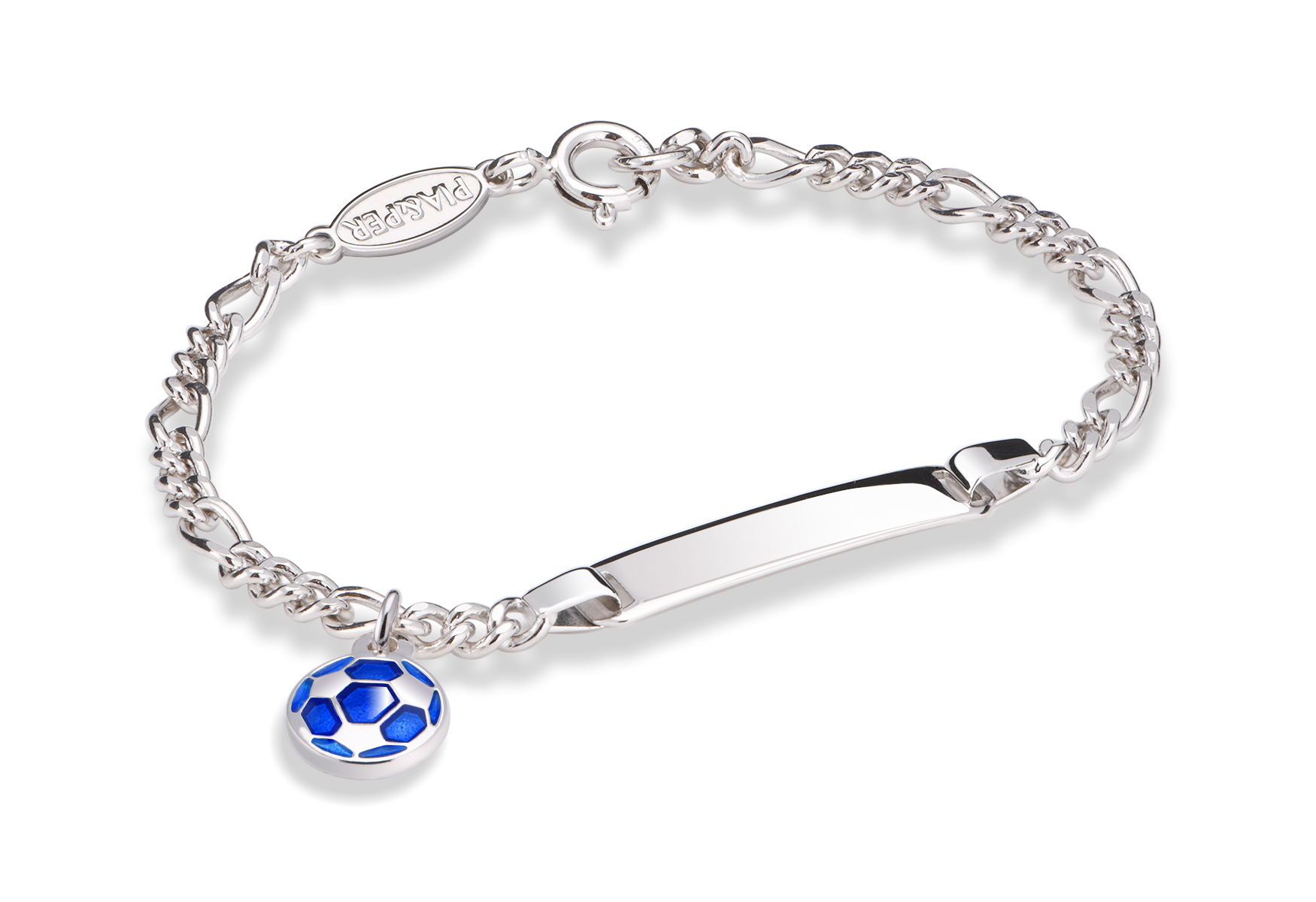 Armbånd Fotball Charm Emalje Blå 