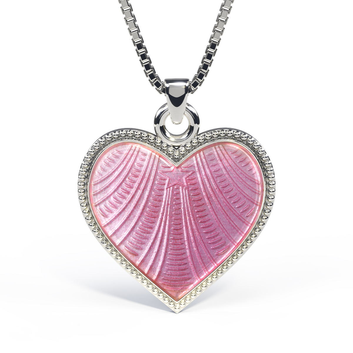 Halssmykke Hjerte Emalje Rosa