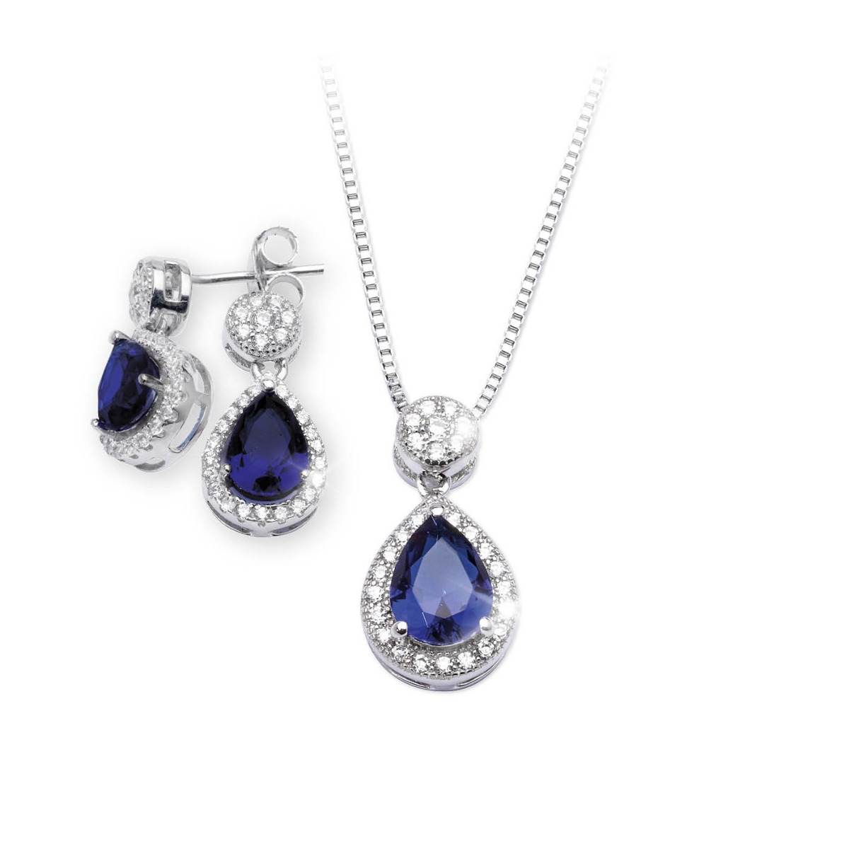 Smykkesett 925 Sølv Blå