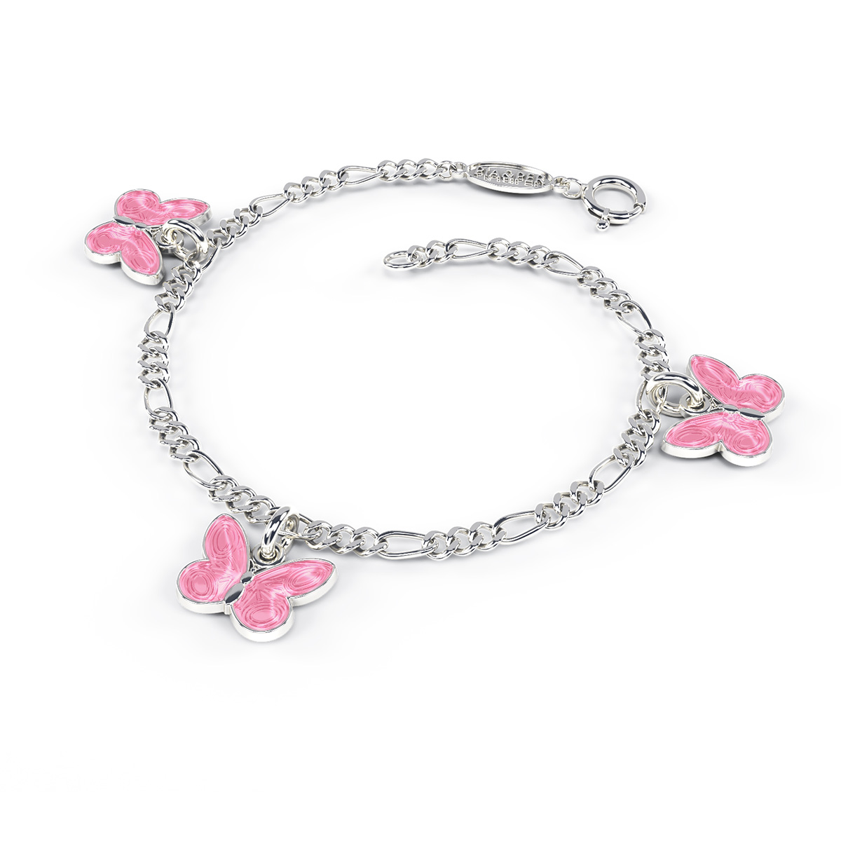 Armbånd Sommerfugl Charms Emalje Rosa