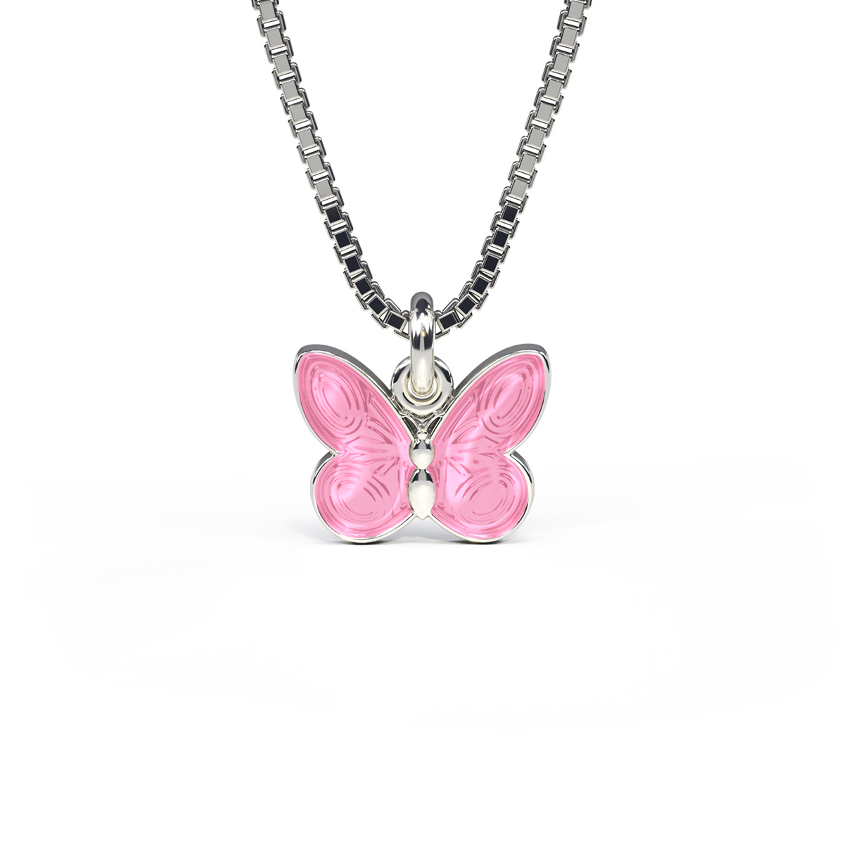 Halssmykke Sommerfugl Emalje Rosa