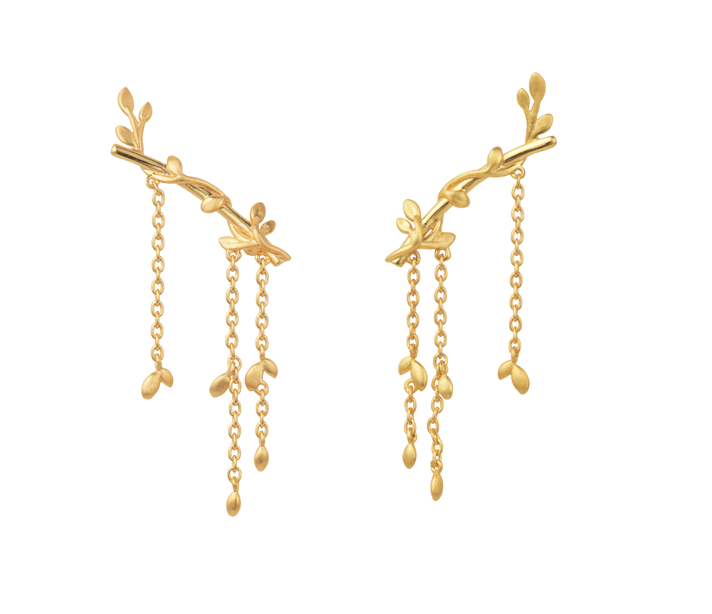 Jungle Ivy Ørering Stor Forgylt Sølv