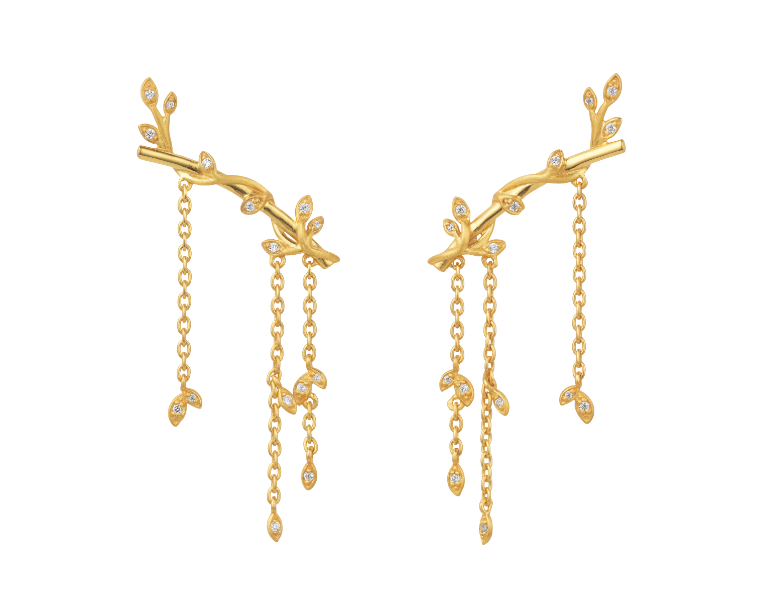 Jungle Ivy Ørering Glitrende Stor Forgylt Sølv 