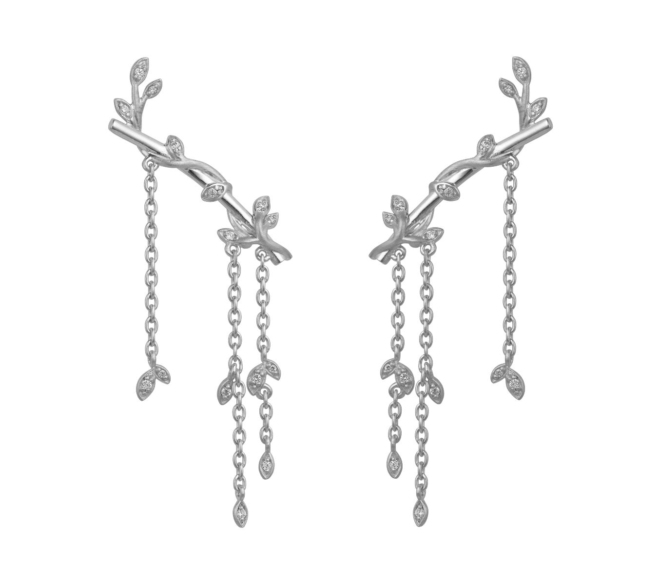 Jungle Ivy Ørering Glitrende Stor Sølv 