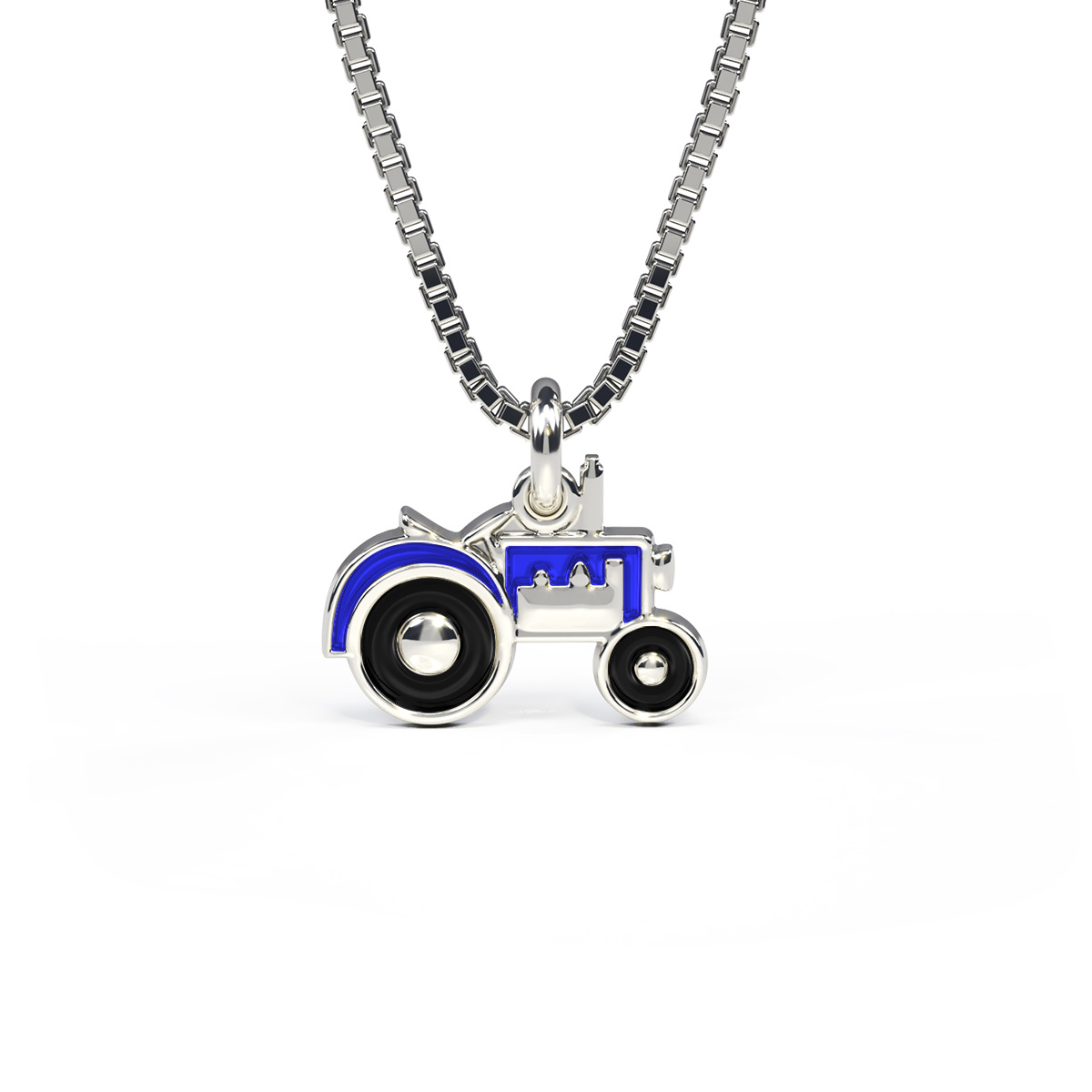 Halssmykke Traktor Emalje Blå