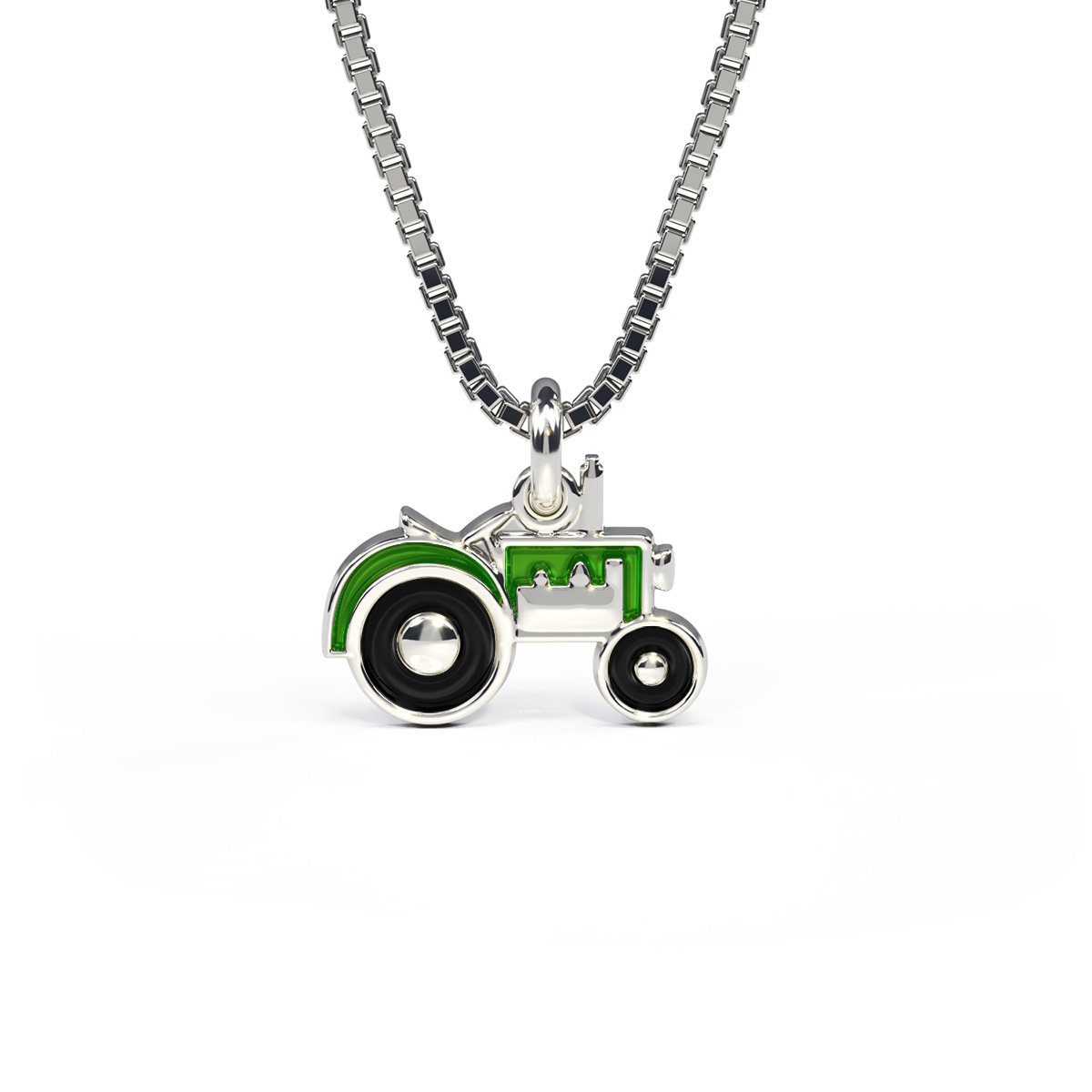 Halssmykke Traktor Emalje Grønn