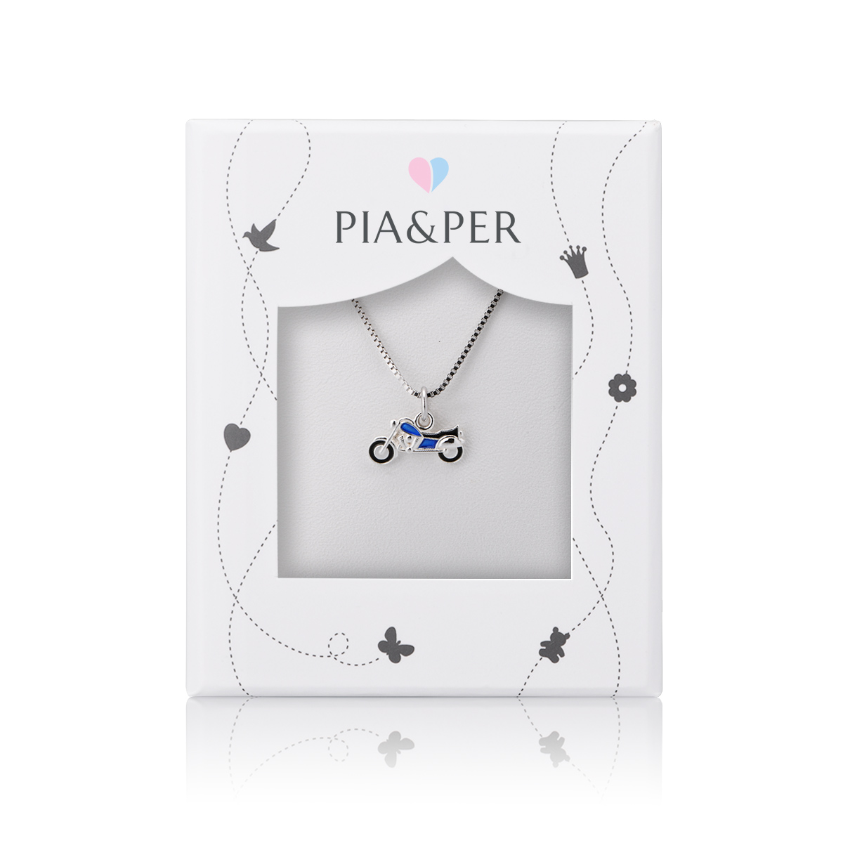 Vår motorsykkel har fine detaljer og glassemalje i nydelig blåfarge.