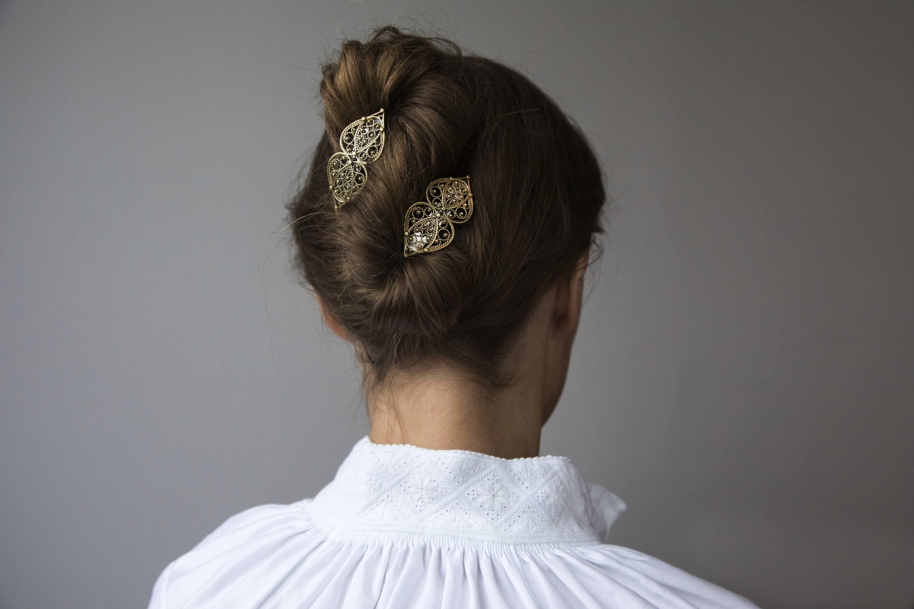 Hårspenne Bunad Oksidert Sølv