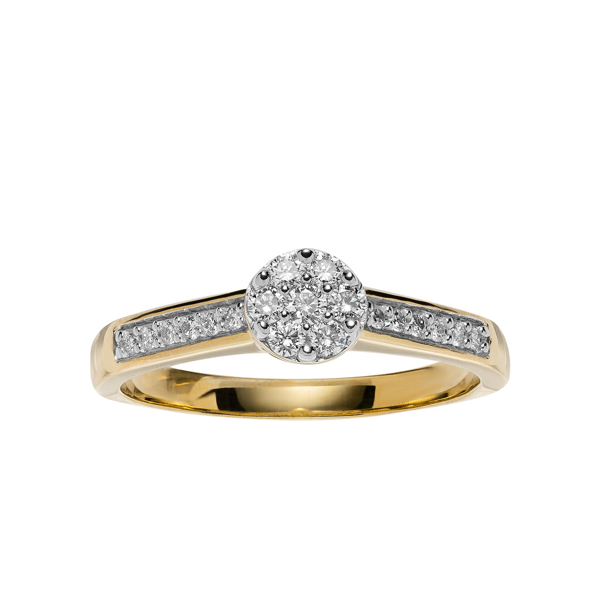 Diamantring 375 Gult Gull 0,25 ct.