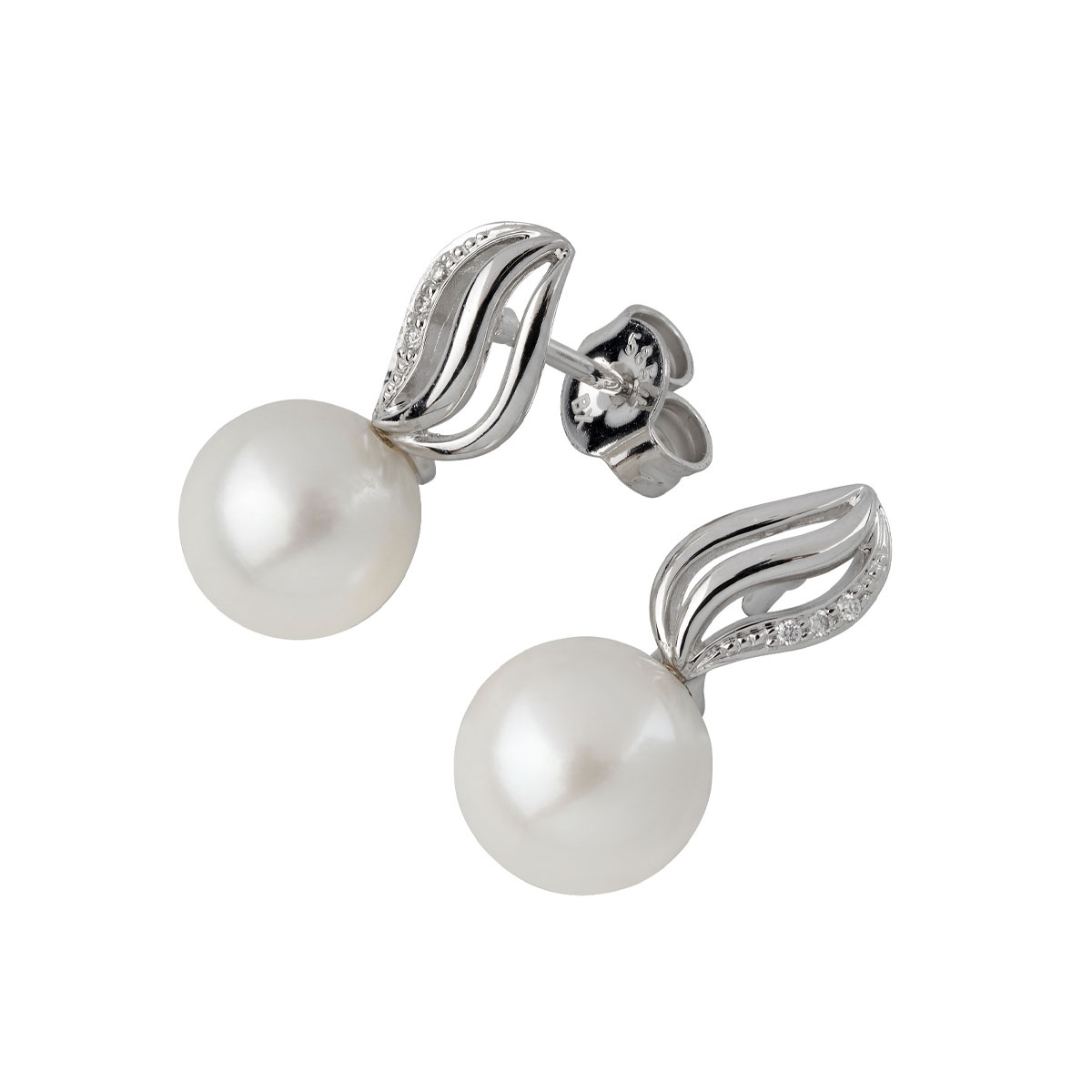 Øredobber Ferskvannsperle 585 Hvitt Gull