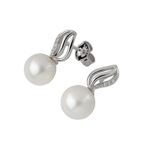 Øredobber Ferskvannsperle 585 Hvitt Gull