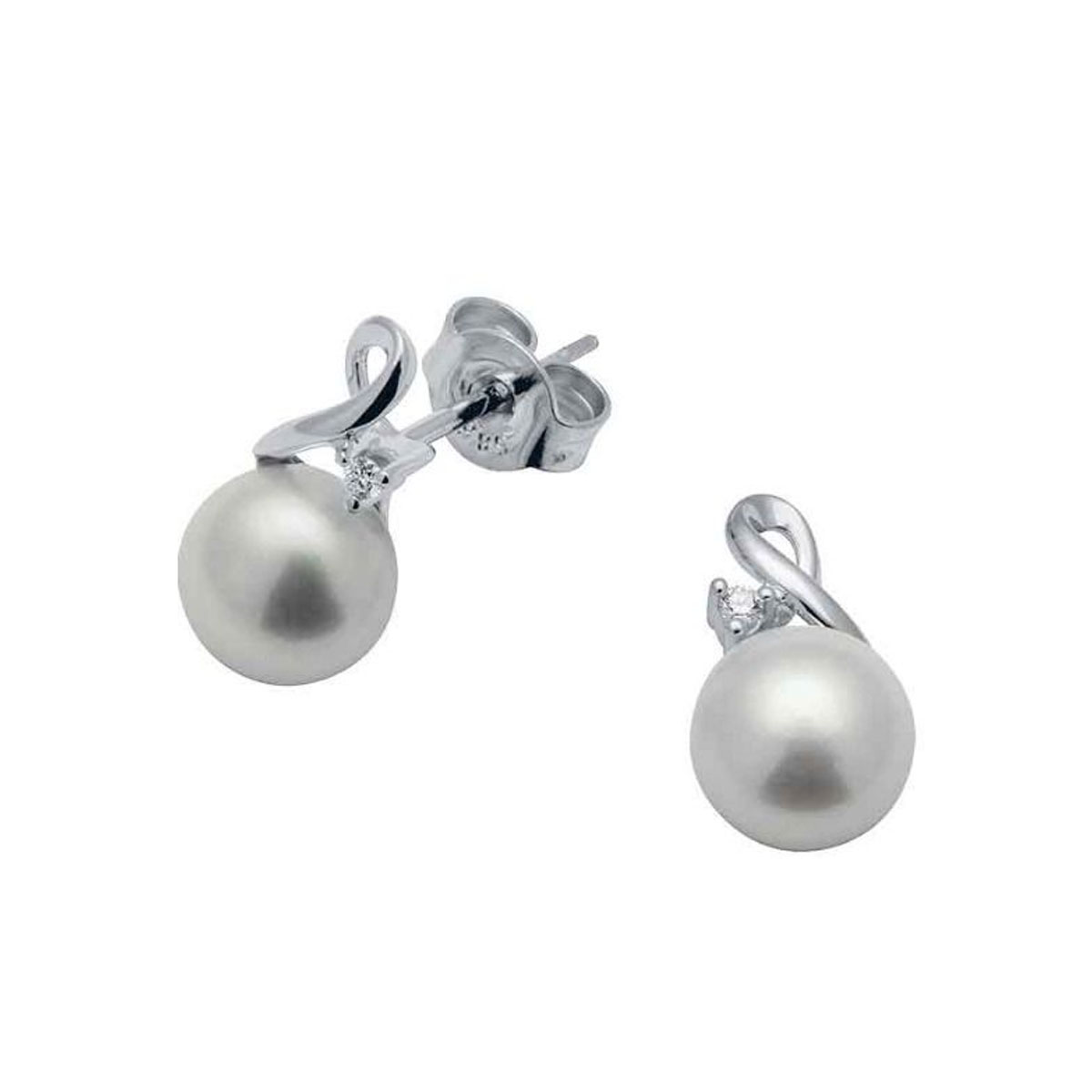 Øredobber Perle Hvitt Gull 