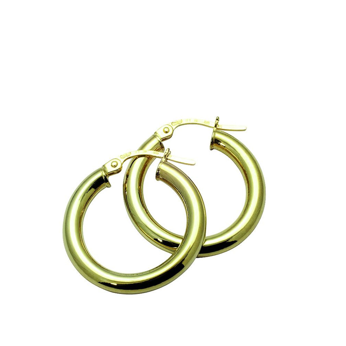 Øreringer 15 mm Gult Gull 