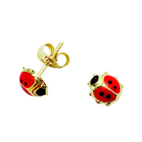 Øredobber Marihøne 375 Gult Gull