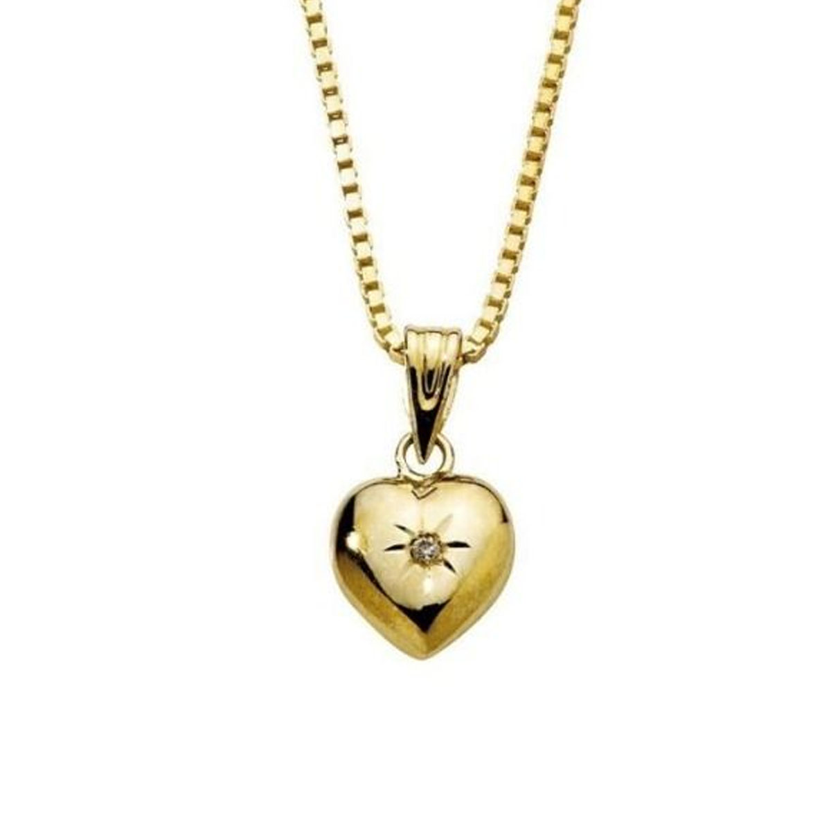 Diamantsmykke Hjerte 585 Gult Gull