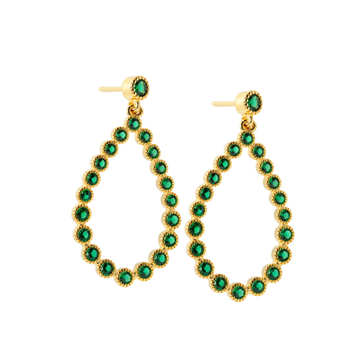 Øredobber 925 Forgylt Sølv Grønn