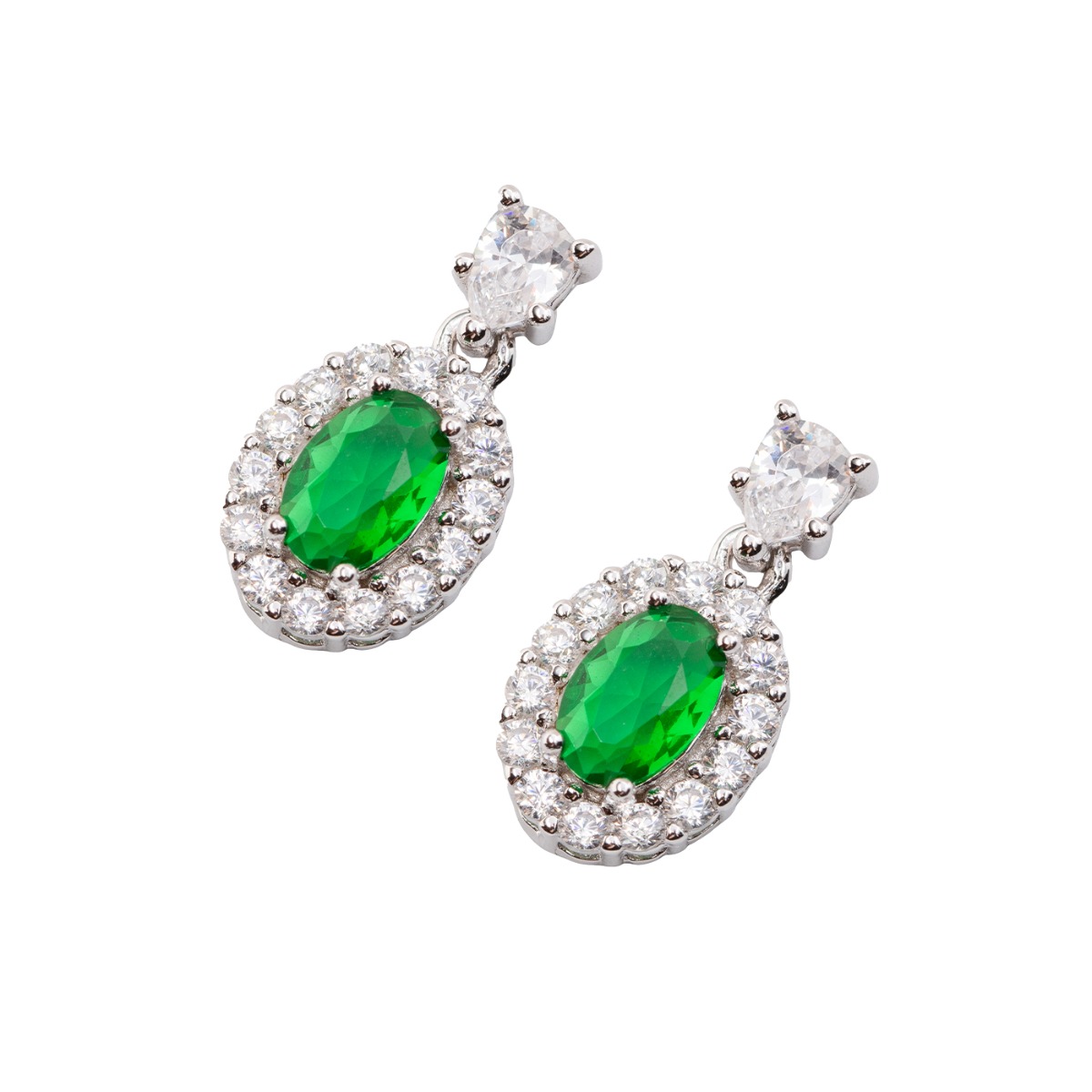 Øredobber 925 Sølv Grønn